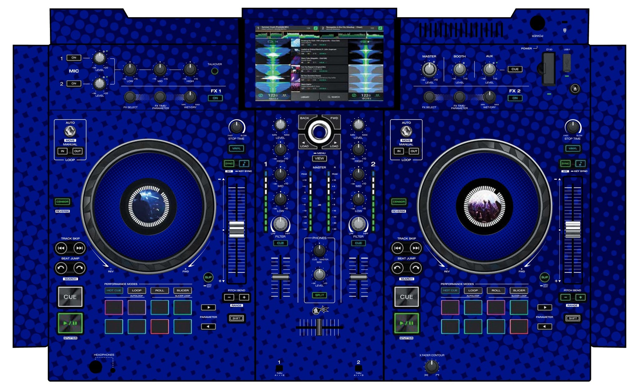 Denon DJ PRIME 2 Skin Gradienter Blue