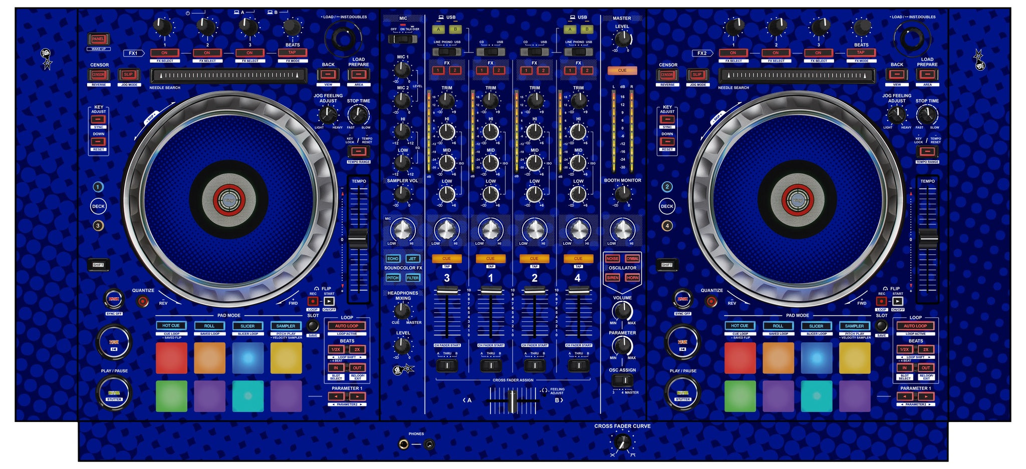 Pioneer DJ DDJ SZ 2 Skin Gradienter Blue