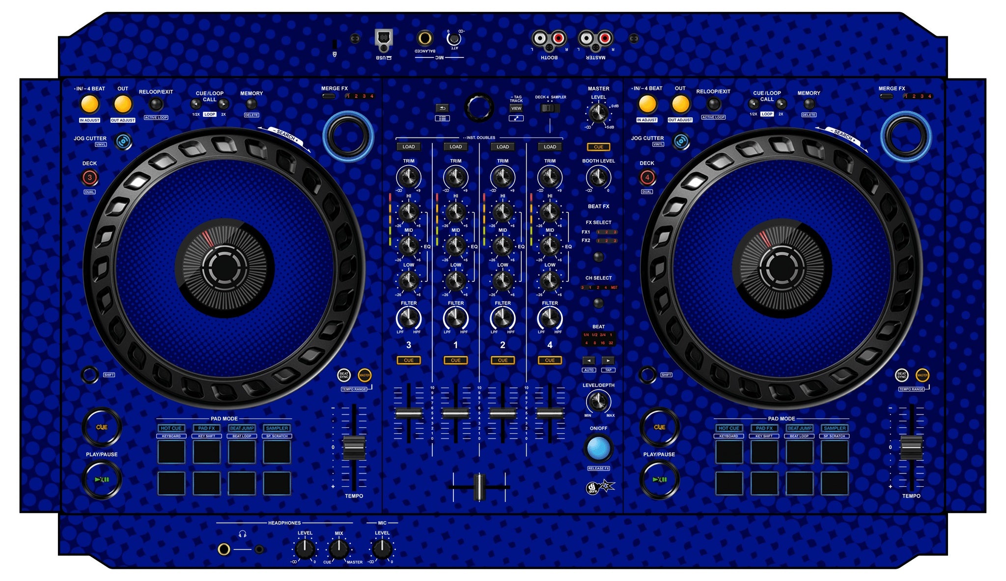 Pioneer DJ DDJ FLX6 Skin Gradienter Blue