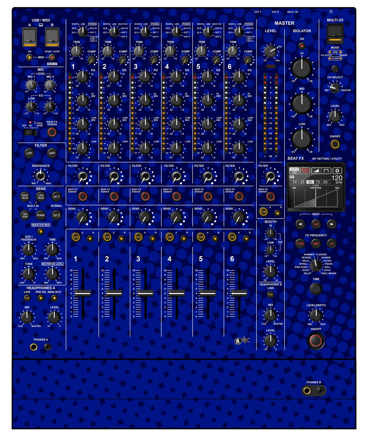 Pioneer DJ DJM V10 LF Skin Gradienter Blue