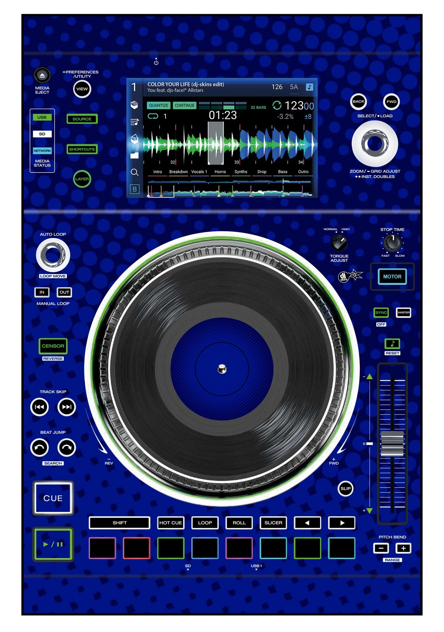 Denon DJ SC 5000 M Skin Gradienter Blue