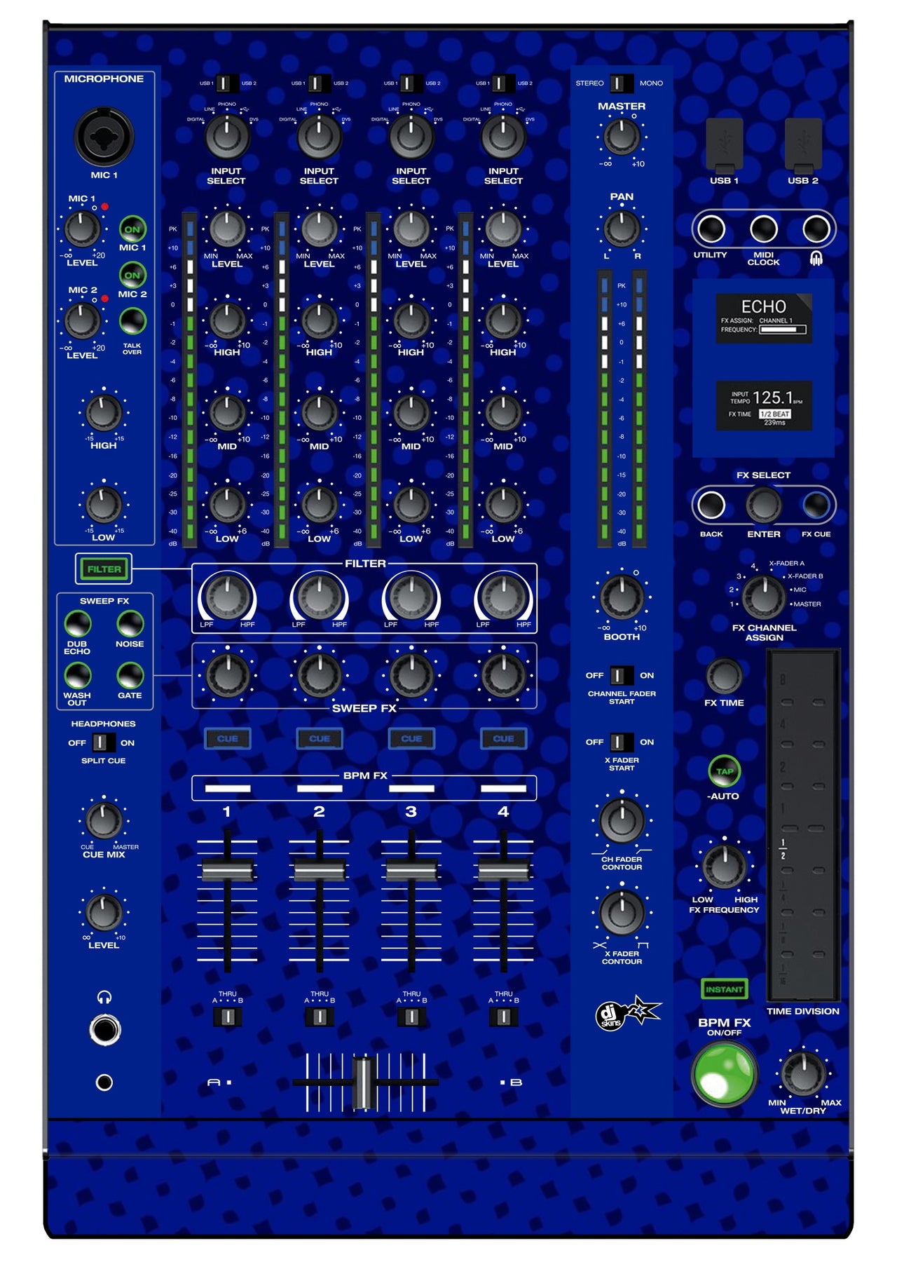 Denon DJ X 1800 Skin Gradienter Blue