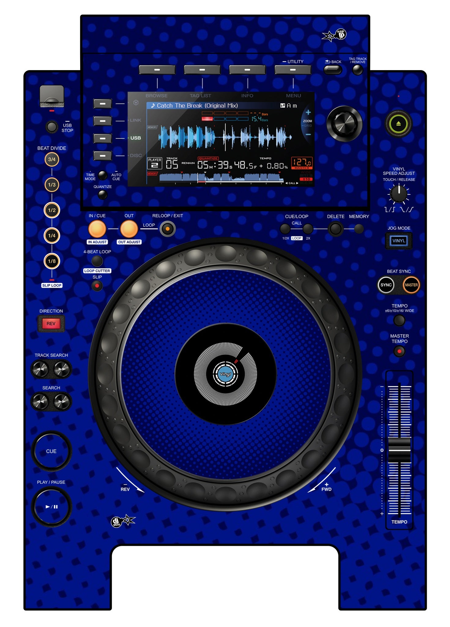 Pioneer DJ CDJ 900 NEXUS Skin Gradienter Blue