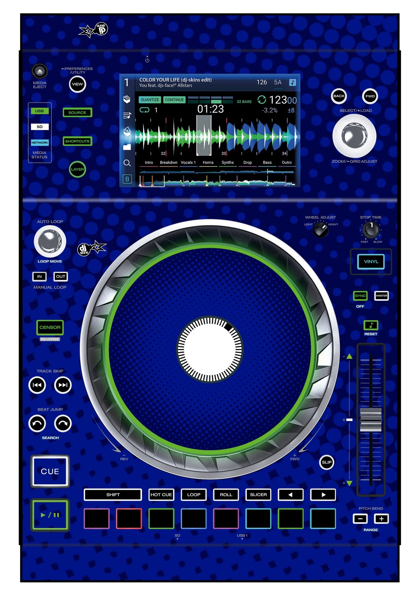 Denon DJ SC 5000 Skin Gradienter Blue