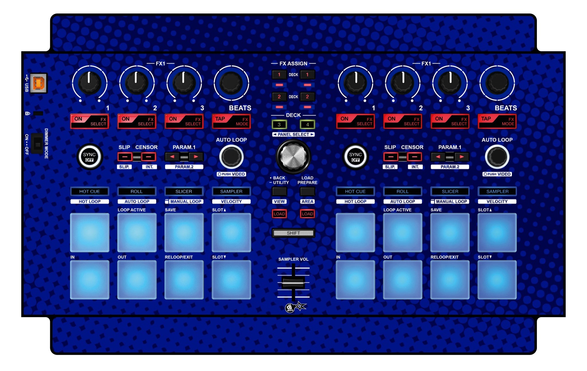 Pioneer DJ DDJ SP 1 Skin Gradienter Blue