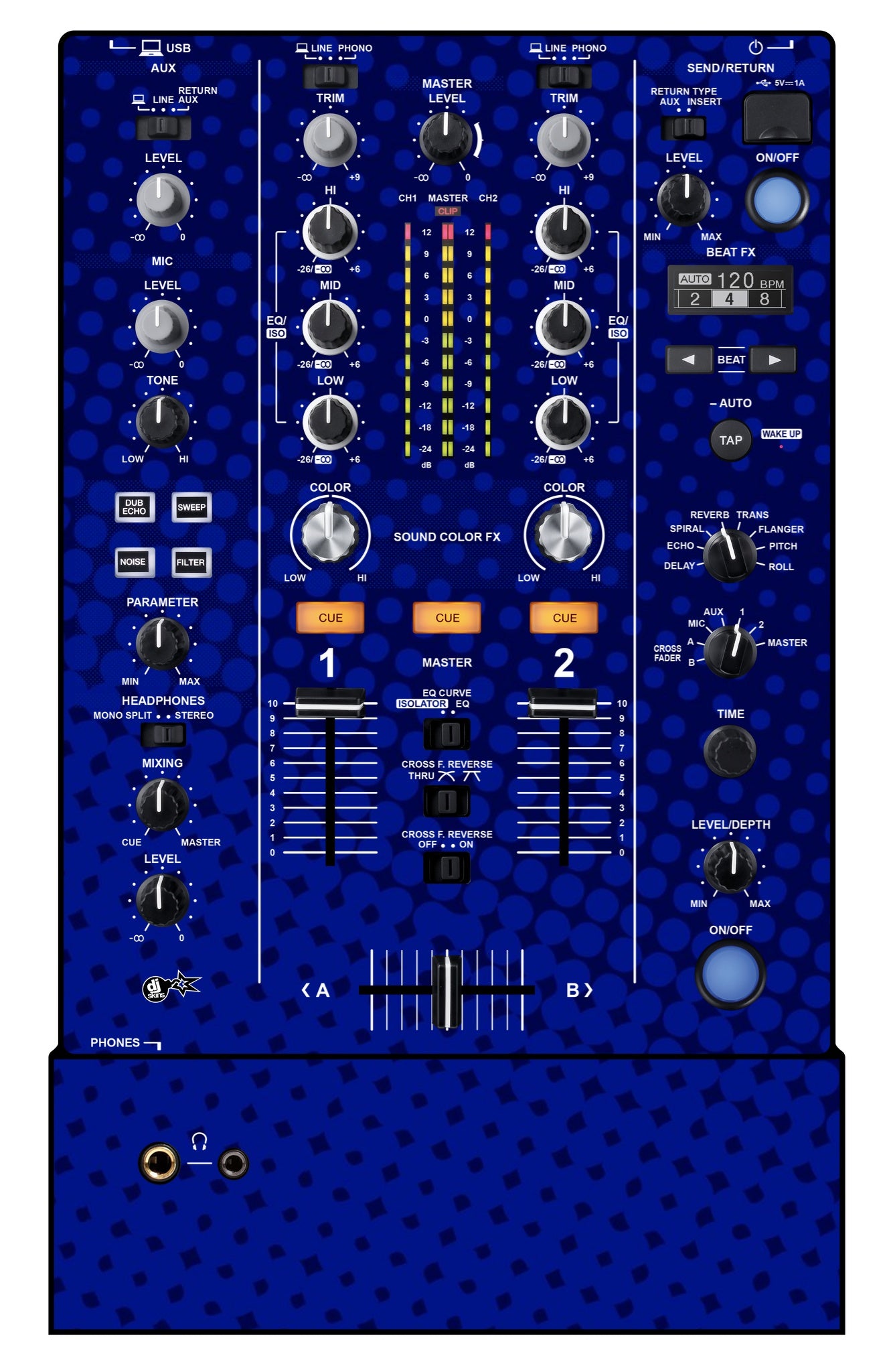 Pioneer DJ DJM 450 Skin Gradienter Blue