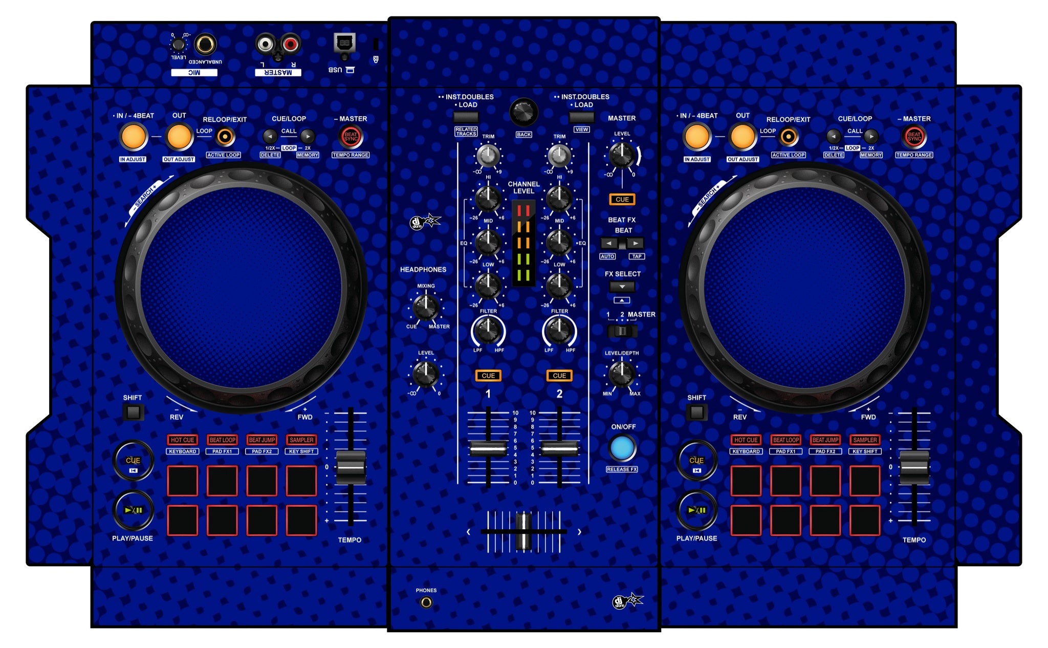 Pioneer DJ DDJ 400 Skin Gradienter Blue