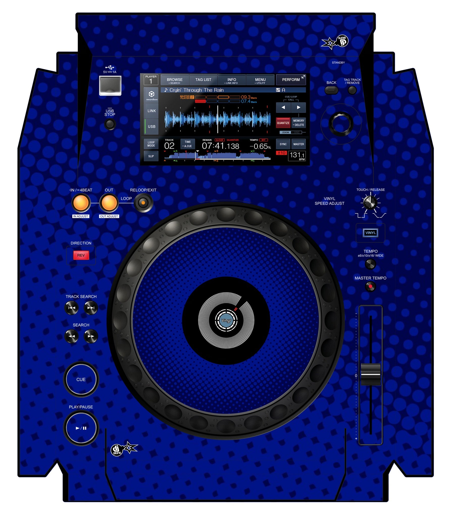 Pioneer DJ XDJ 1000 Skin Gradienter Blue