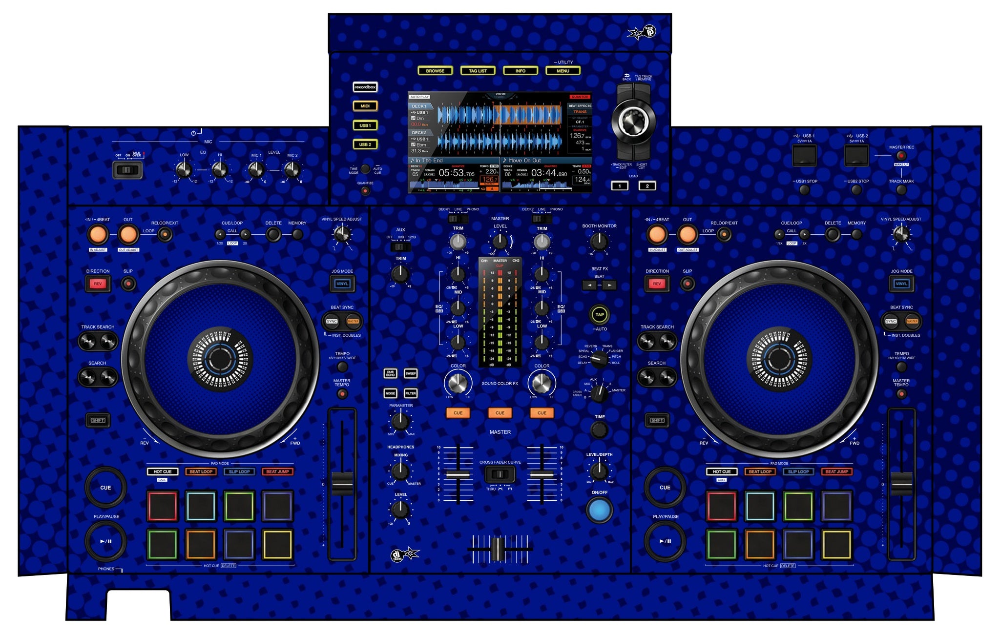 Pioneer DJ XDJ RX 2 Skin Gradienter Blue