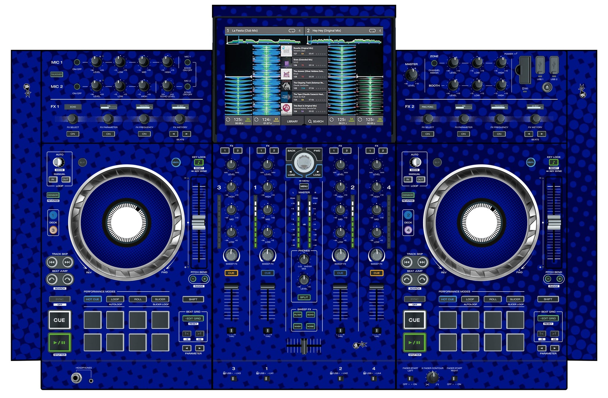 Denon DJ PRIME 4 Skin Gradienter Blue