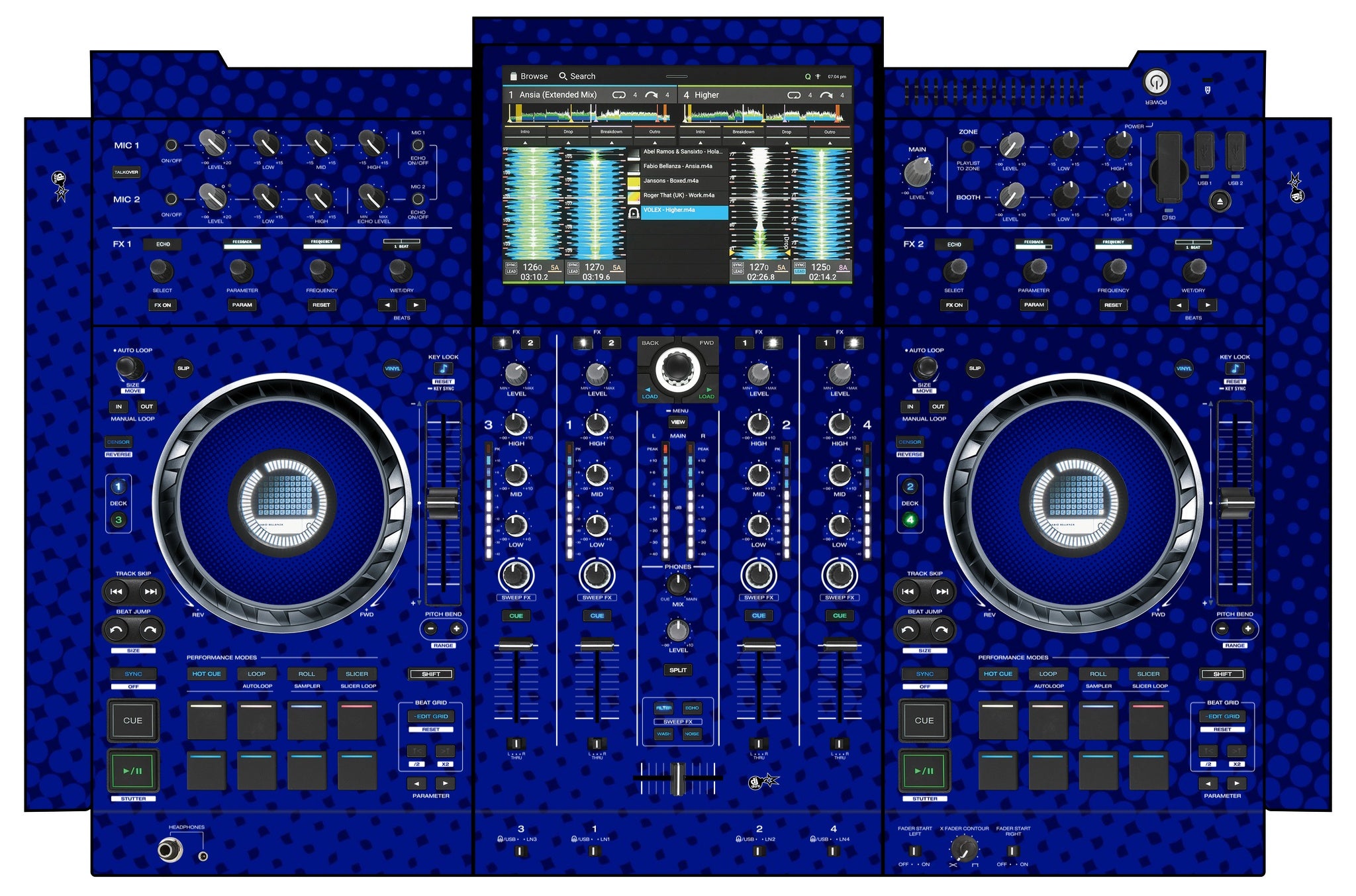 Denon DJ PRIME 4+ Skin Gradienter Blue
