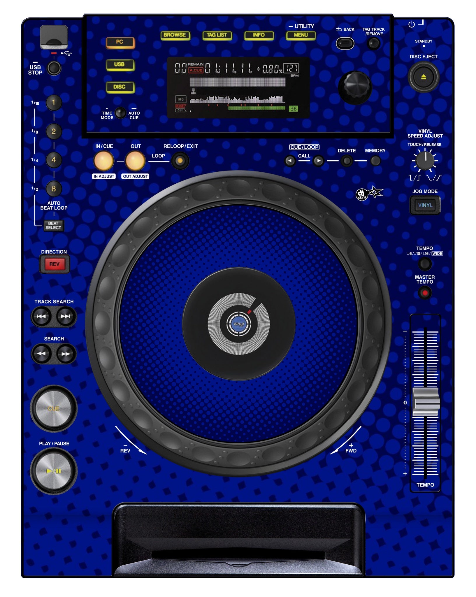 Pioneer DJ CDJ 850 Skin Gradienter Blue