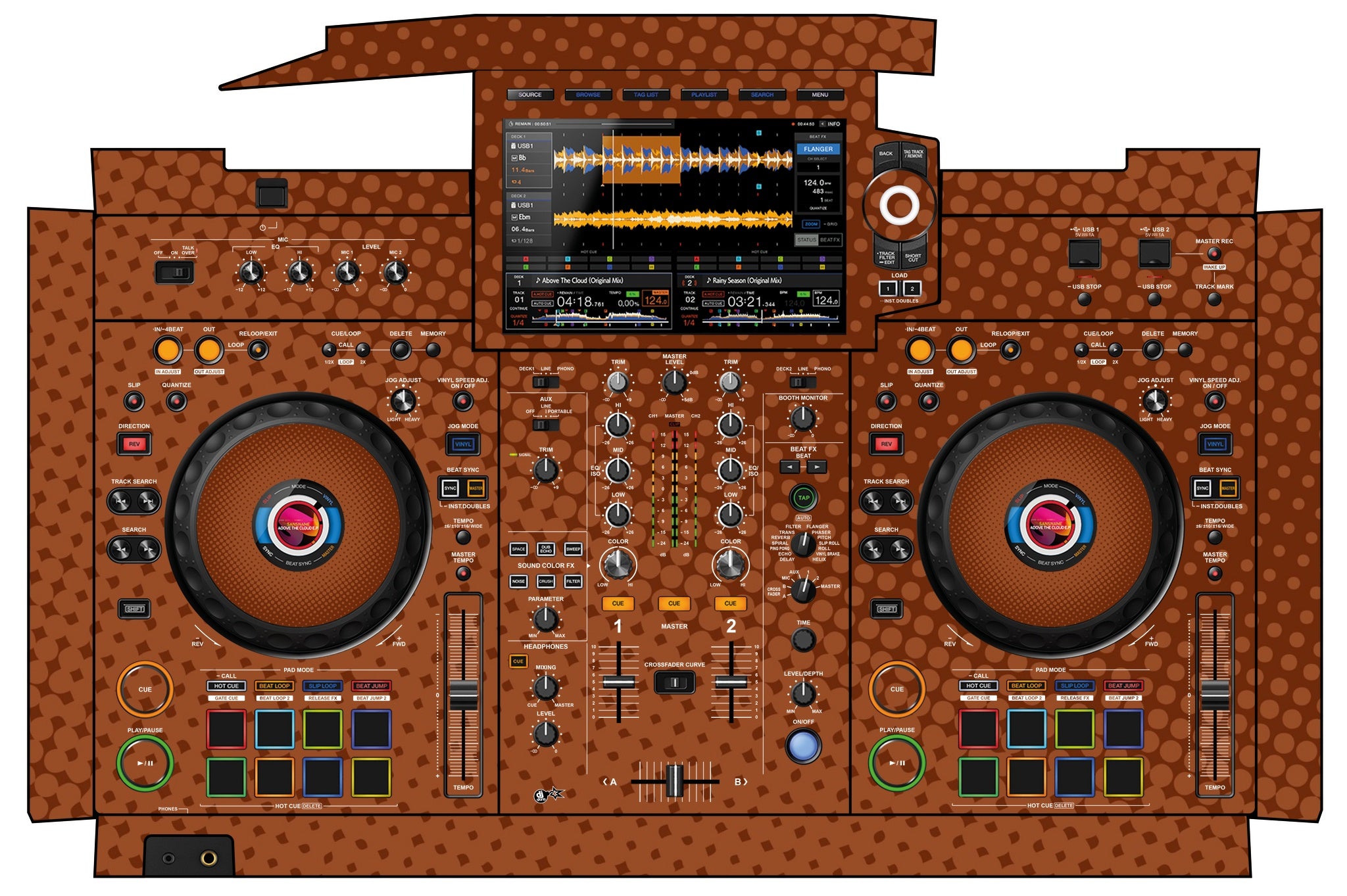 Pioneer DJ XDJ RX 3 Skin Gradienter Brown