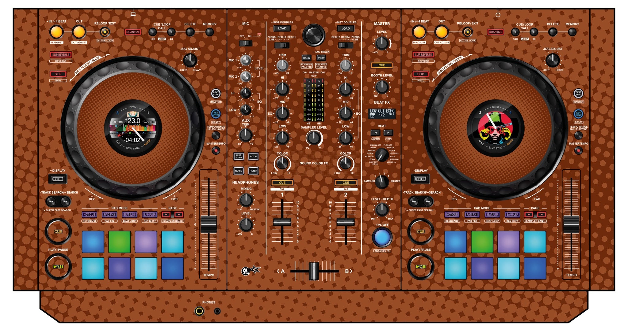 Pioneer DJ DDJ 800 Skin Gradienter Brown