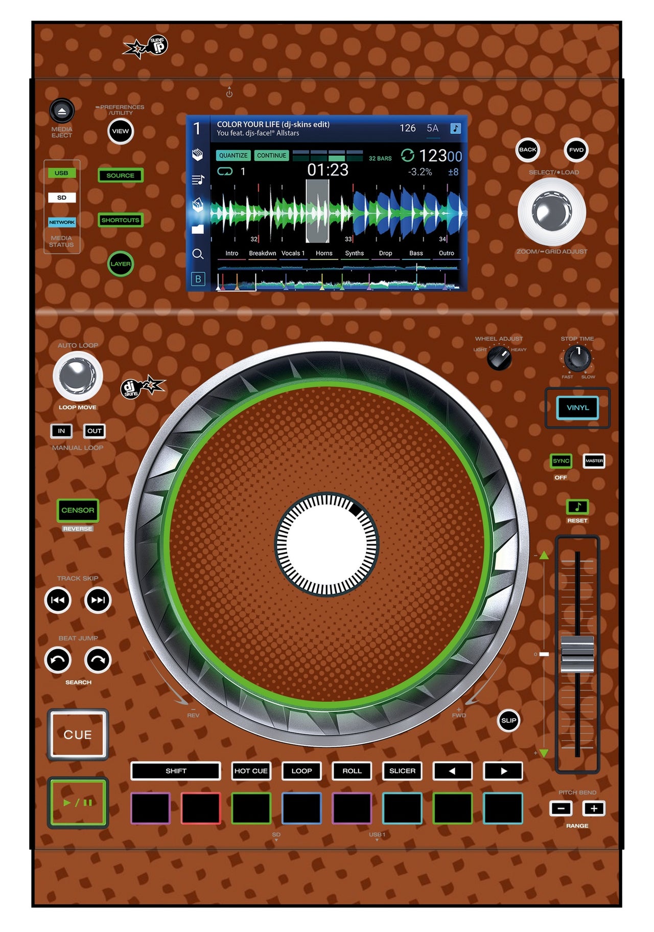 Denon DJ SC 5000 Skin Gradienter Brown