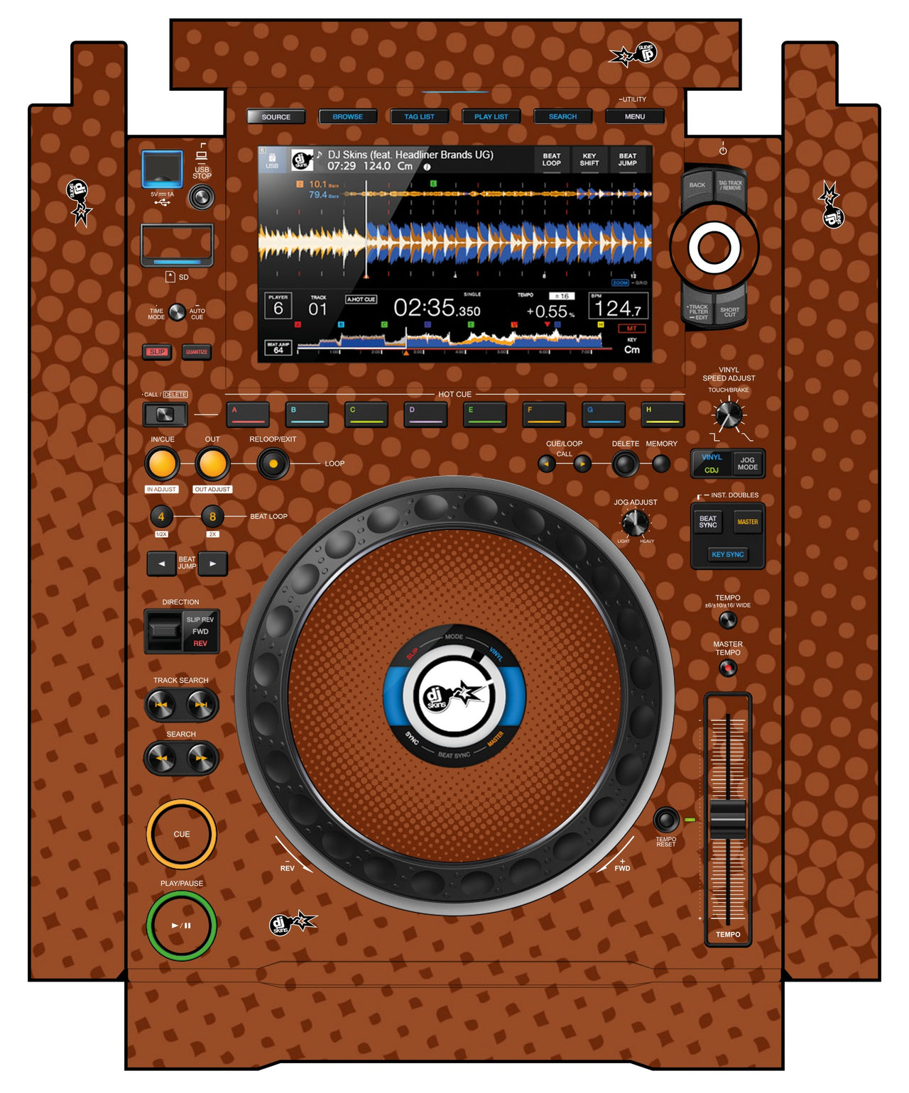 Pioneer DJ CDJ 3000 incl. SIDES Skin Gradienter Brown