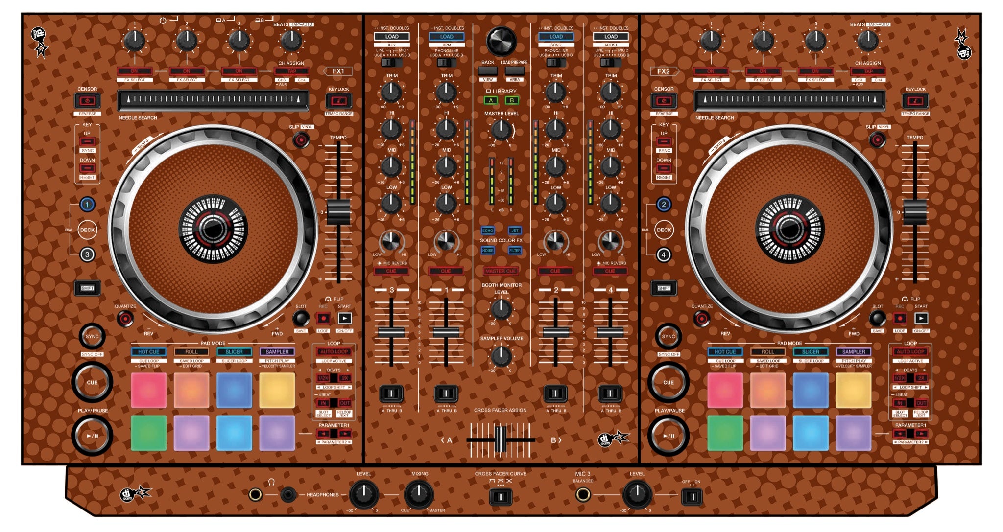 Pioneer DJ DDJ SX 3 Skin Gradienter Brown