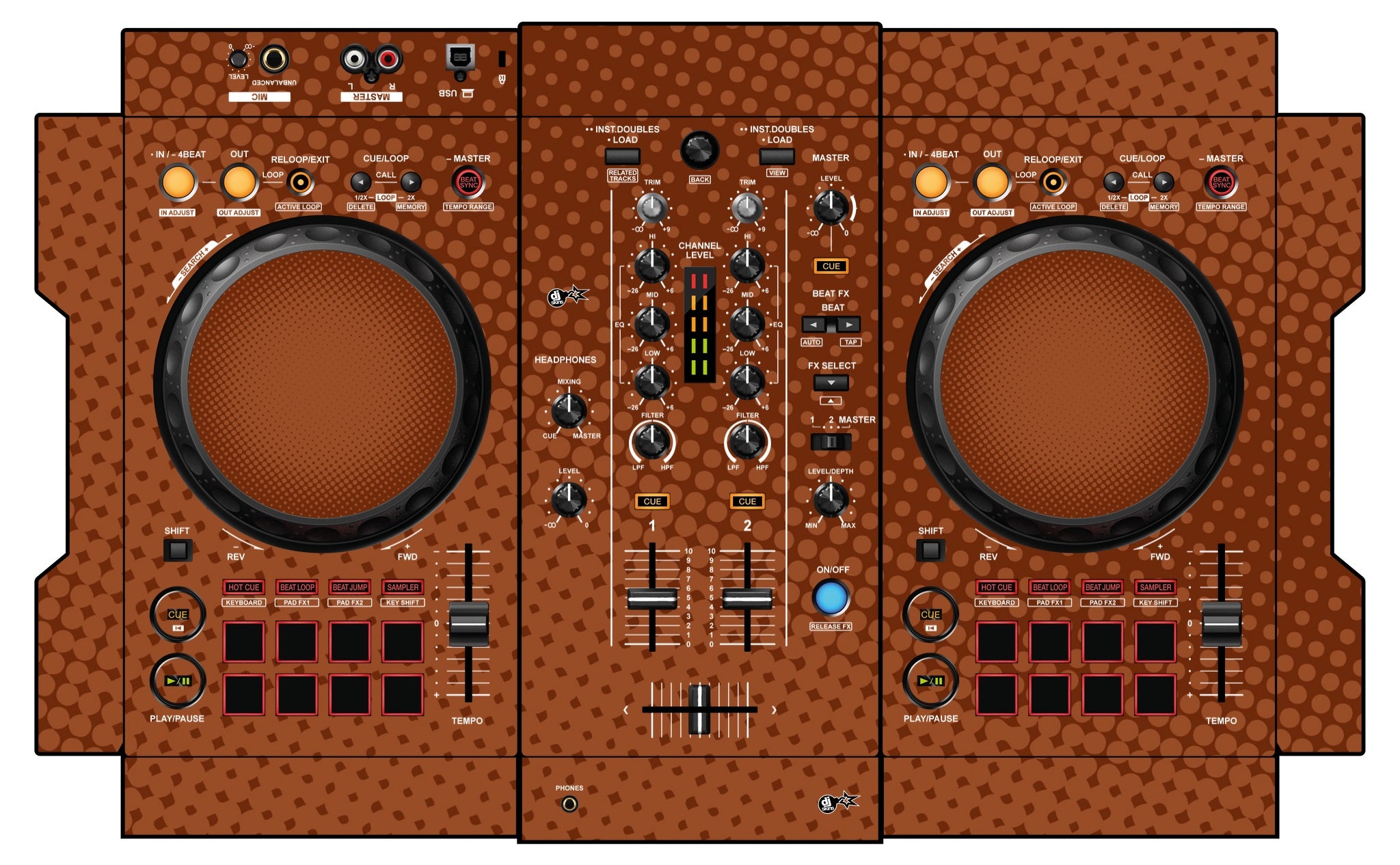 Pioneer DJ DDJ 400 Skin Gradienter Brown