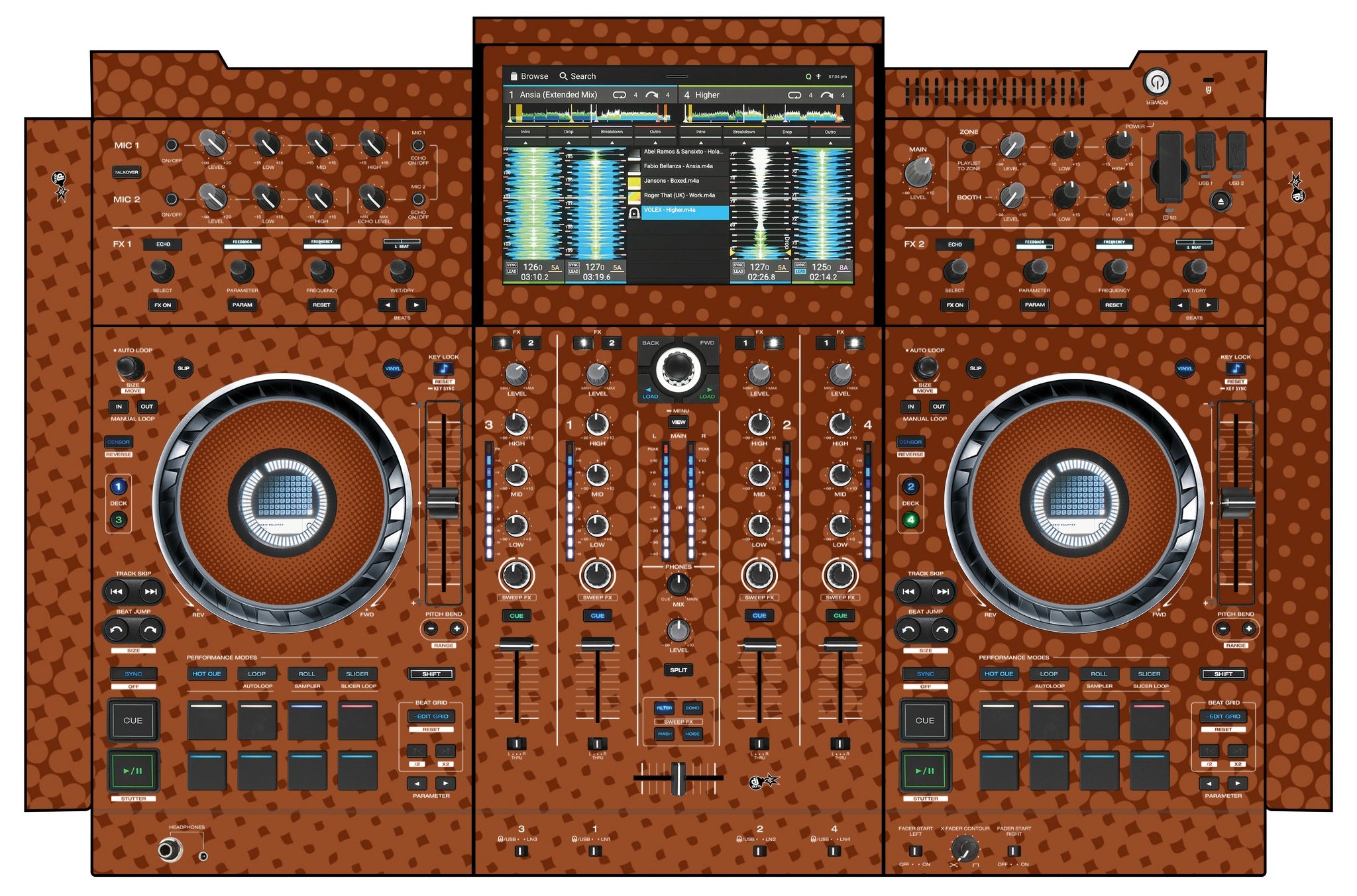 Denon DJ PRIME 4+ Skin Gradienter Brown