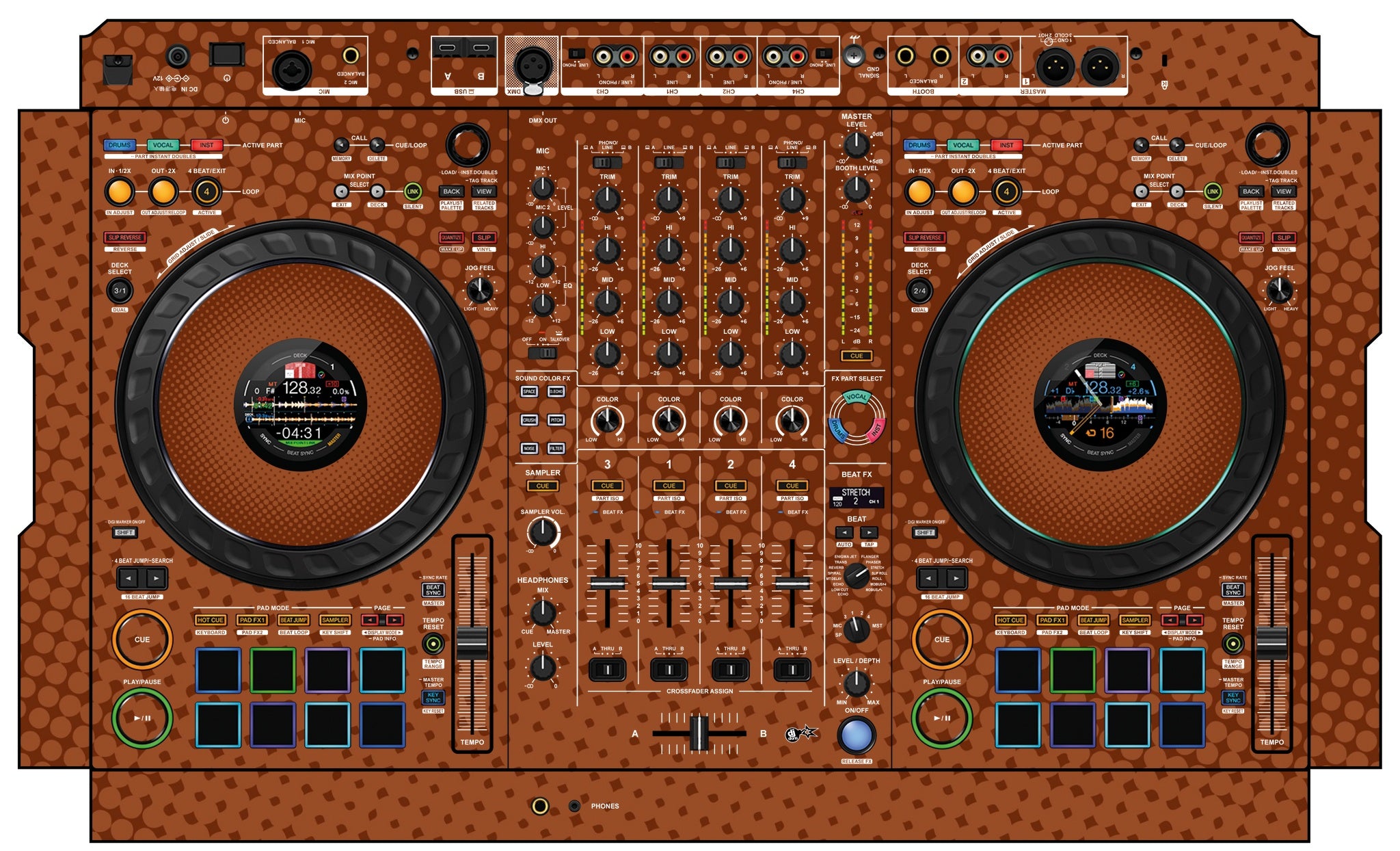 Pioneer DJ DDJ FLX10 Skin Gradienter Brown