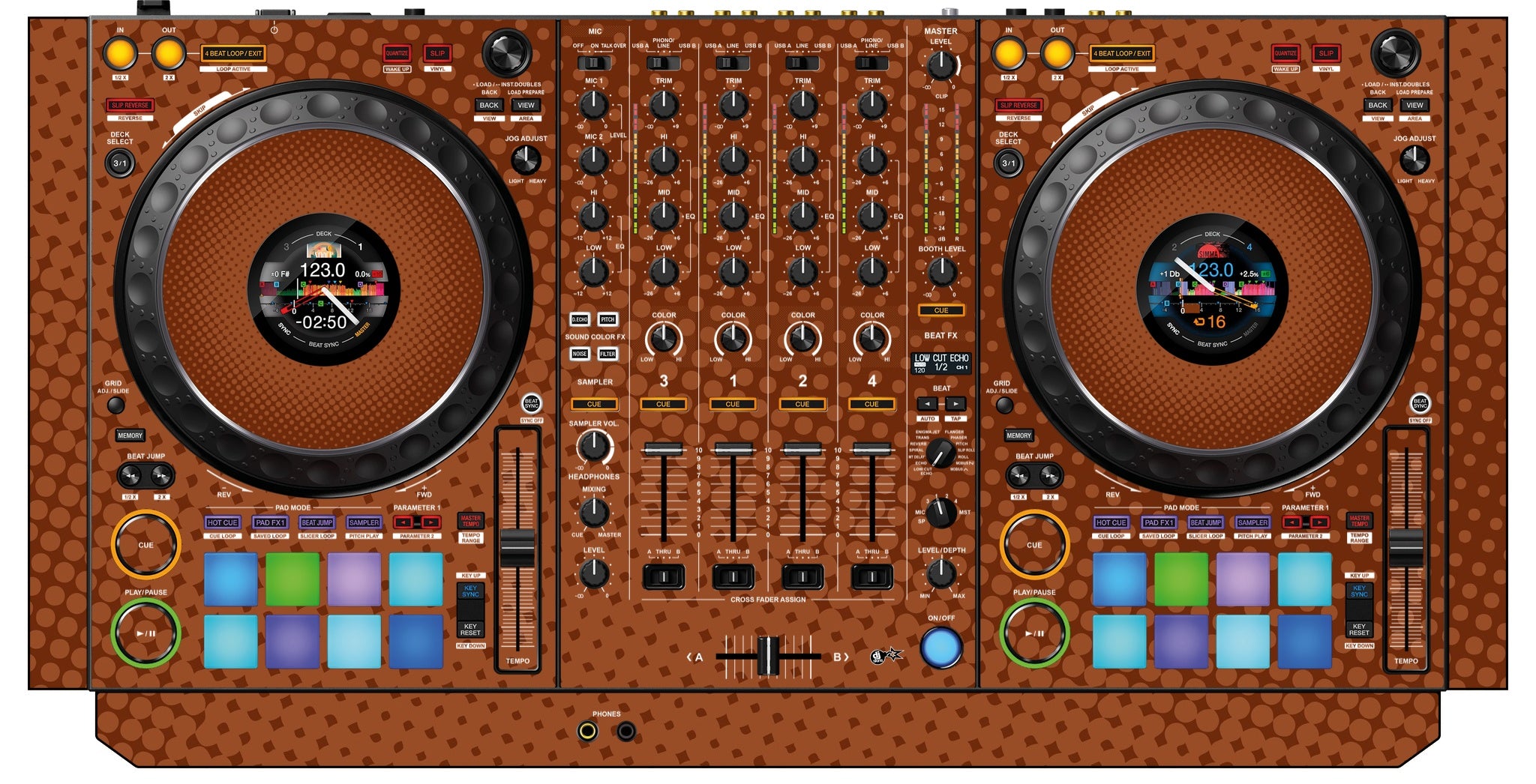 Pioneer DJ DDJ 1000 SRT Skin Gradienter Brown