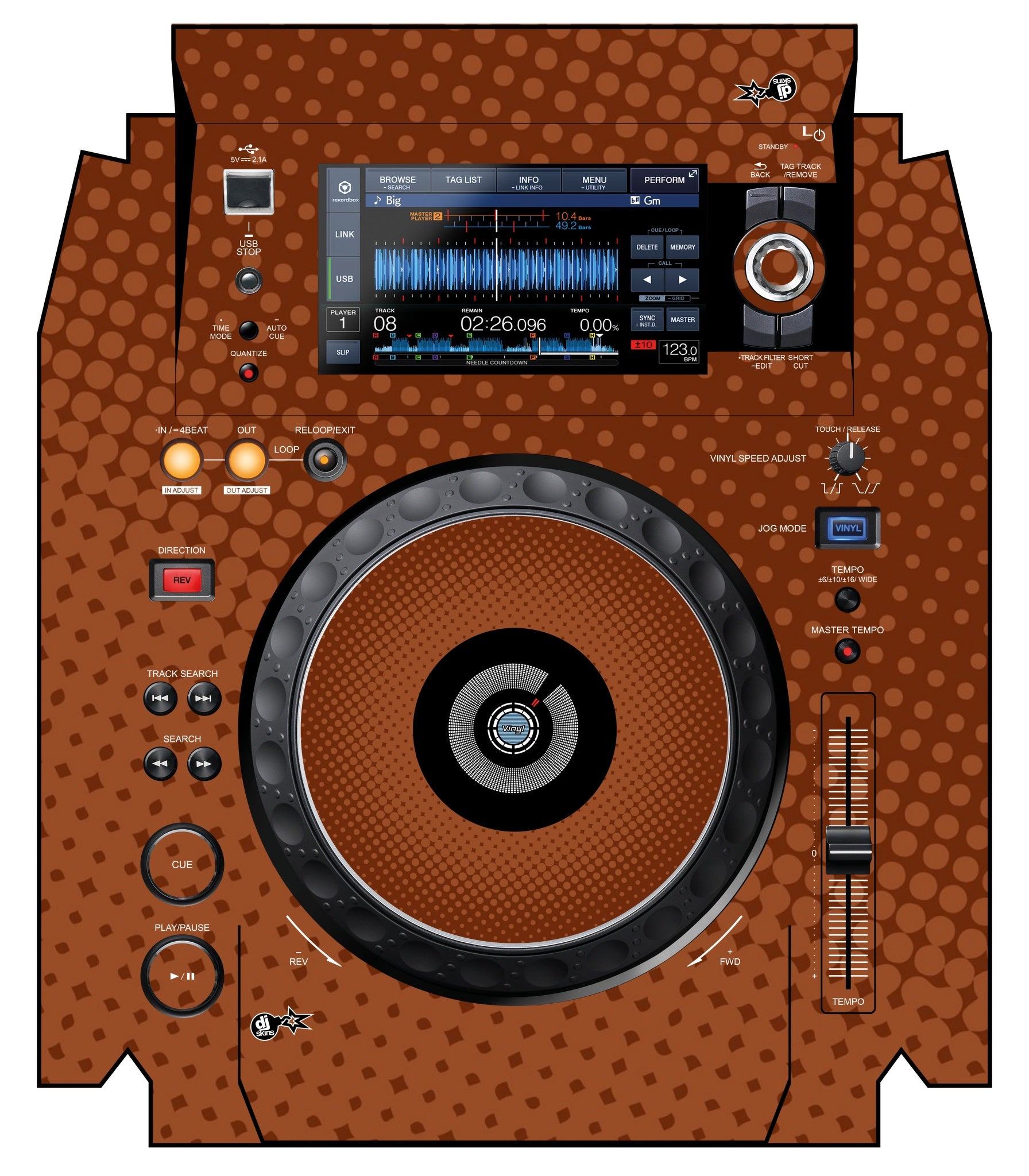 Pioneer DJ XDJ 1000 MK2 Skin Gradienter Brown