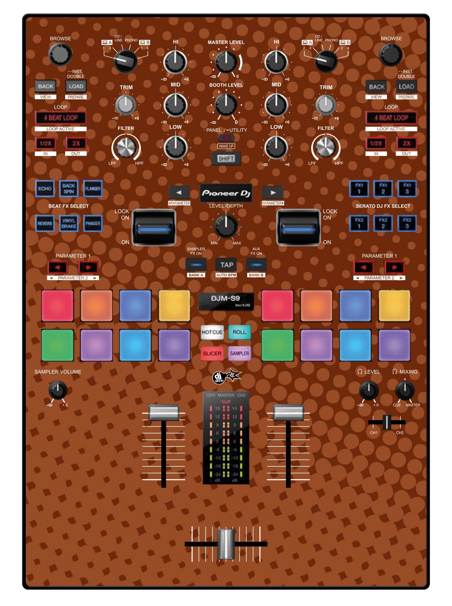 Pioneer DJ DJM S9 Skin Gradienter Brown