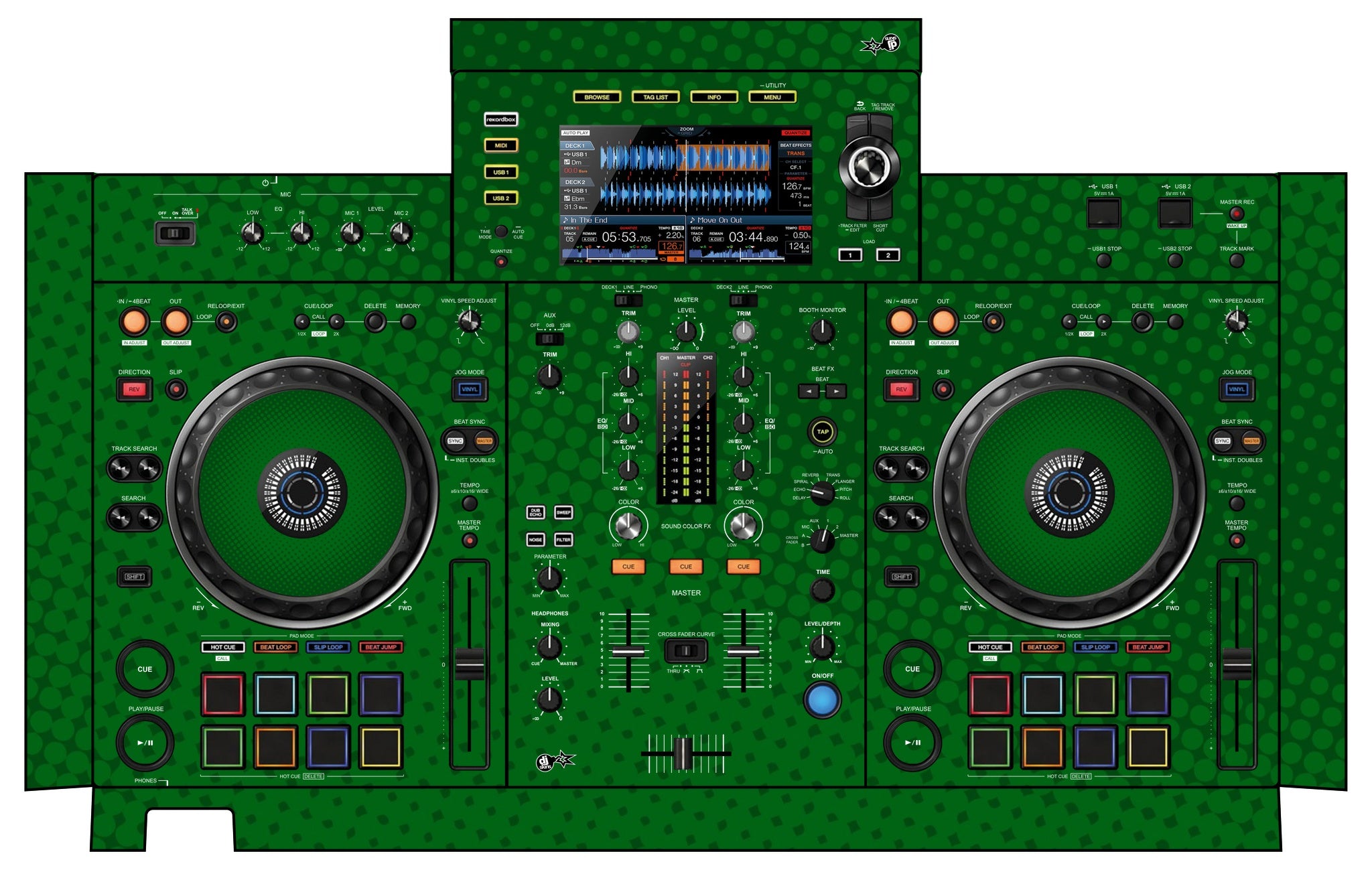 Pioneer DJ XDJ RX 2 Skin Gradienter Green