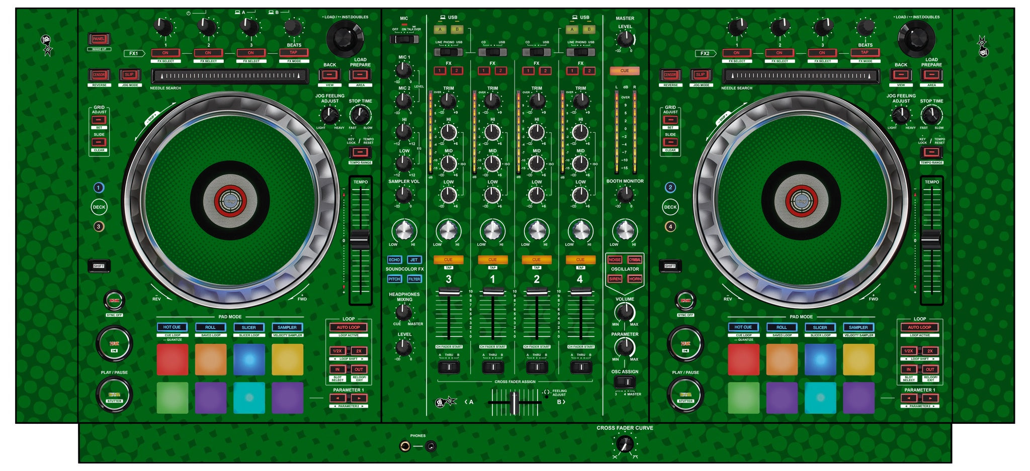 Pioneer DJ DDJ SZ Skin Gradienter Green