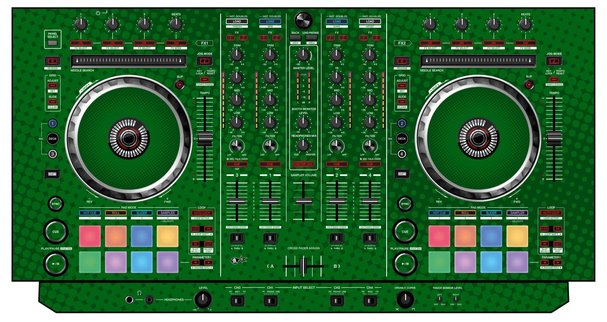 Pioneer DJ DDJ SX Skin Gradienter Green