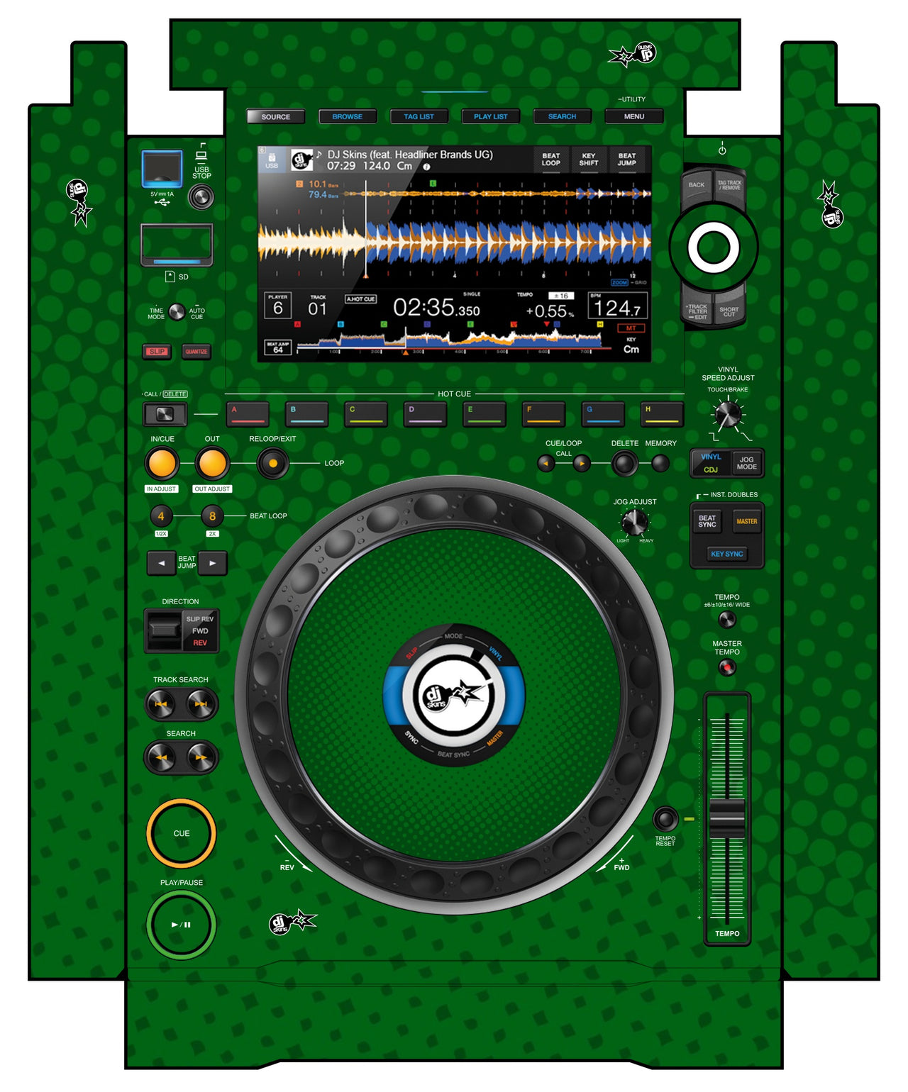Pioneer DJ CDJ 3000 incl. SIDES Skin Gradienter Green