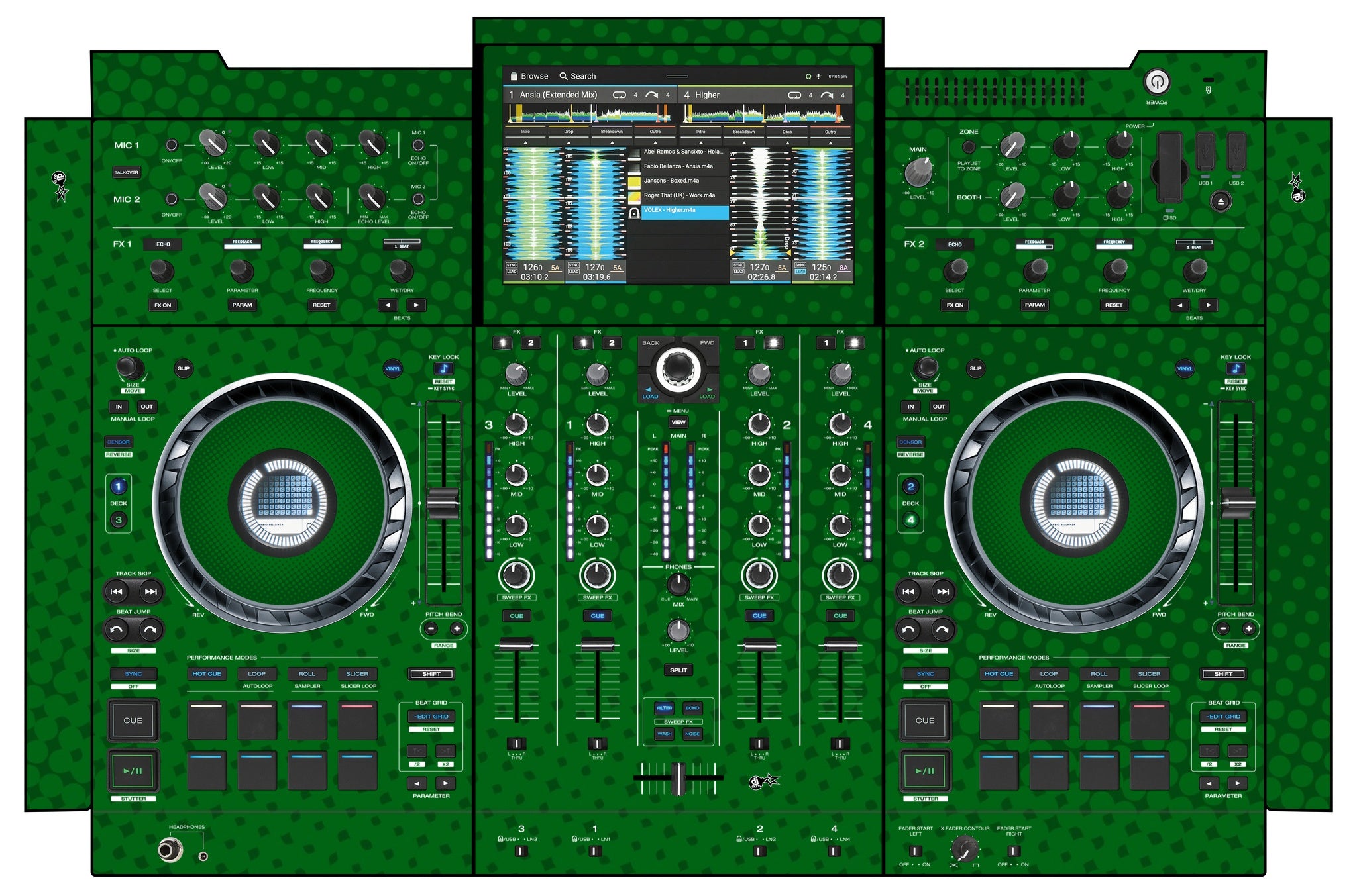 Denon DJ PRIME 4+ Skin Gradienter Green