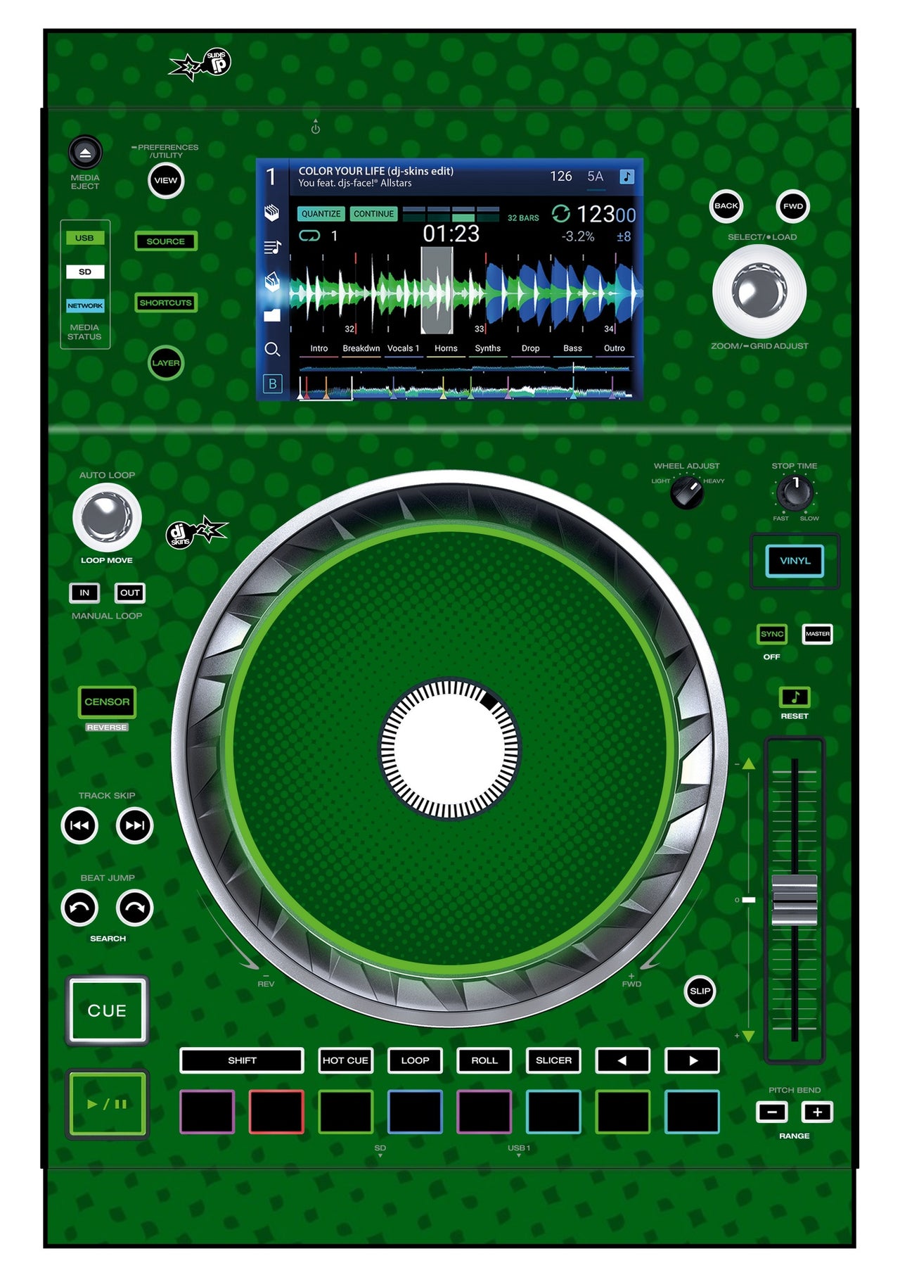 Denon DJ SC 5000 Skin Gradienter Green