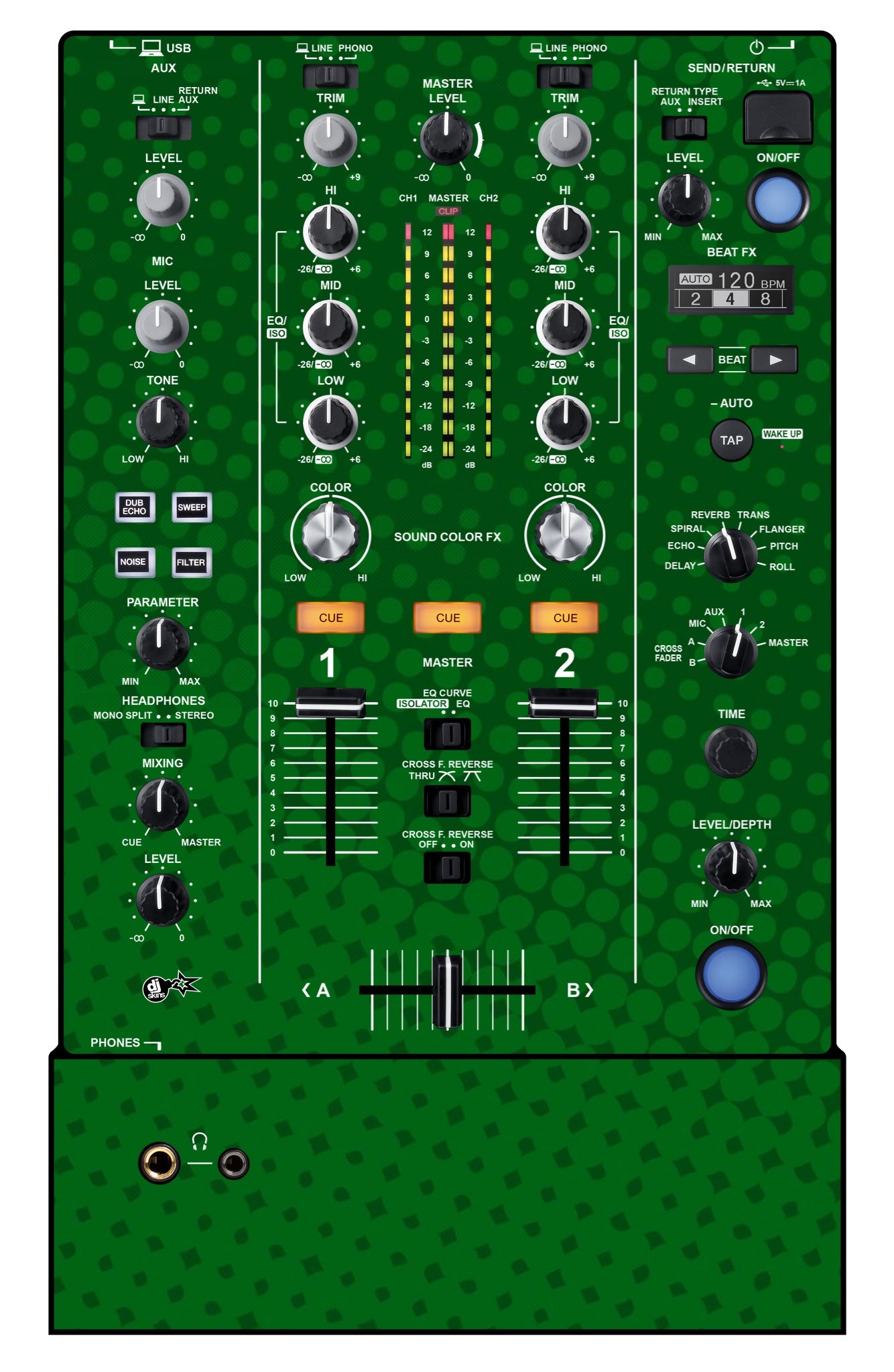 Pioneer DJ DJM 450 Skin Gradienter Green