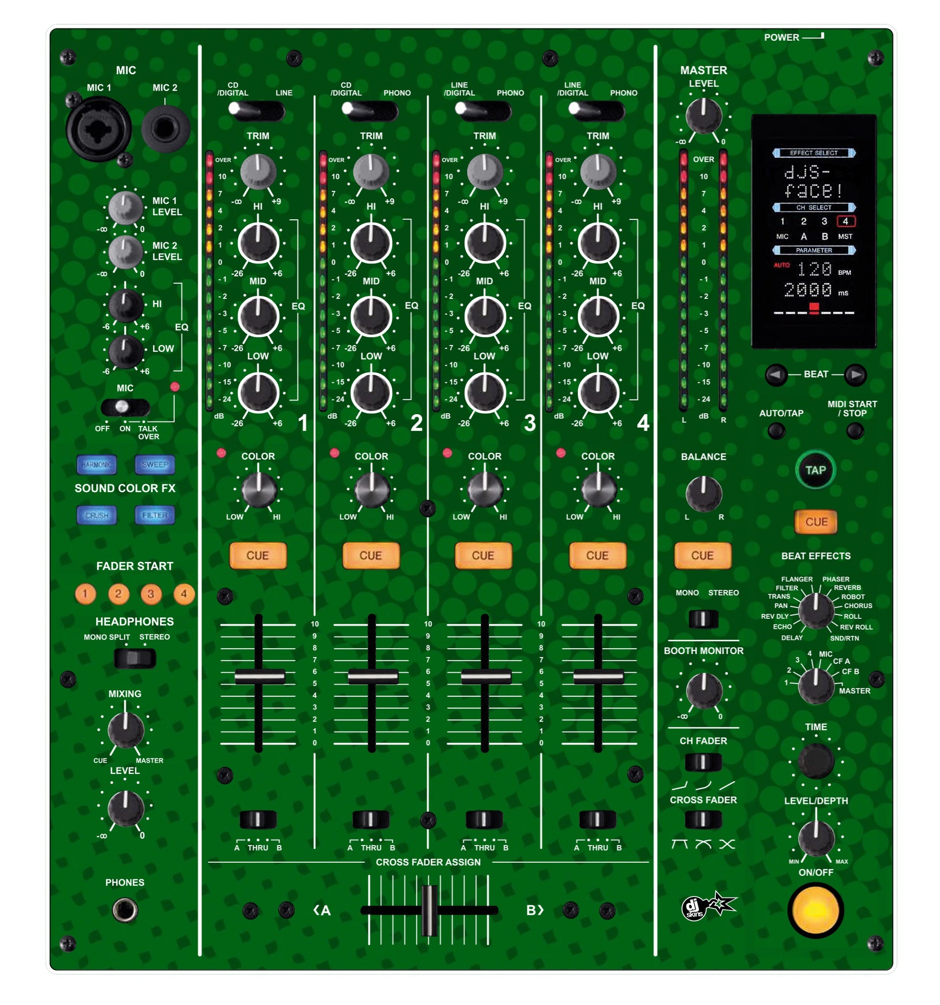 Pioneer DJ DJM 800 Skin Gradienter Green