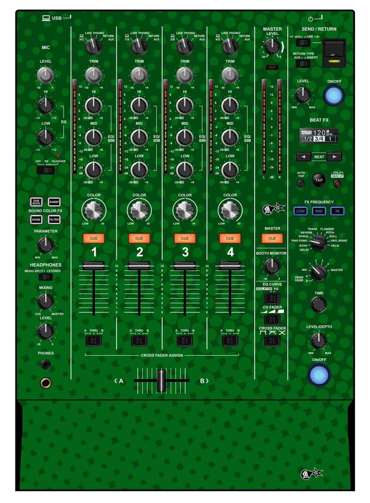 Pioneer DJ DJM 750 MK2 Skin Gradienter Green