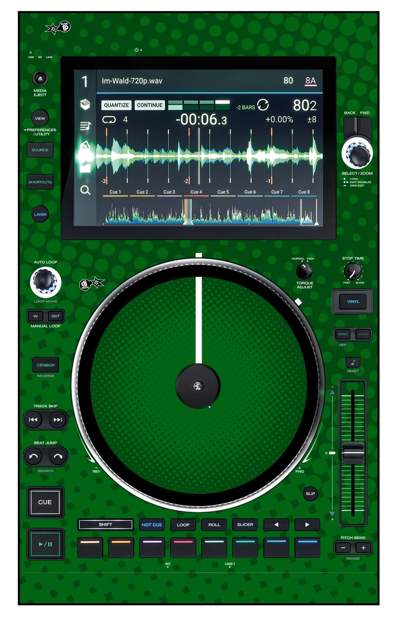 Denon DJ SC 6000 M Skin Gradienter Green