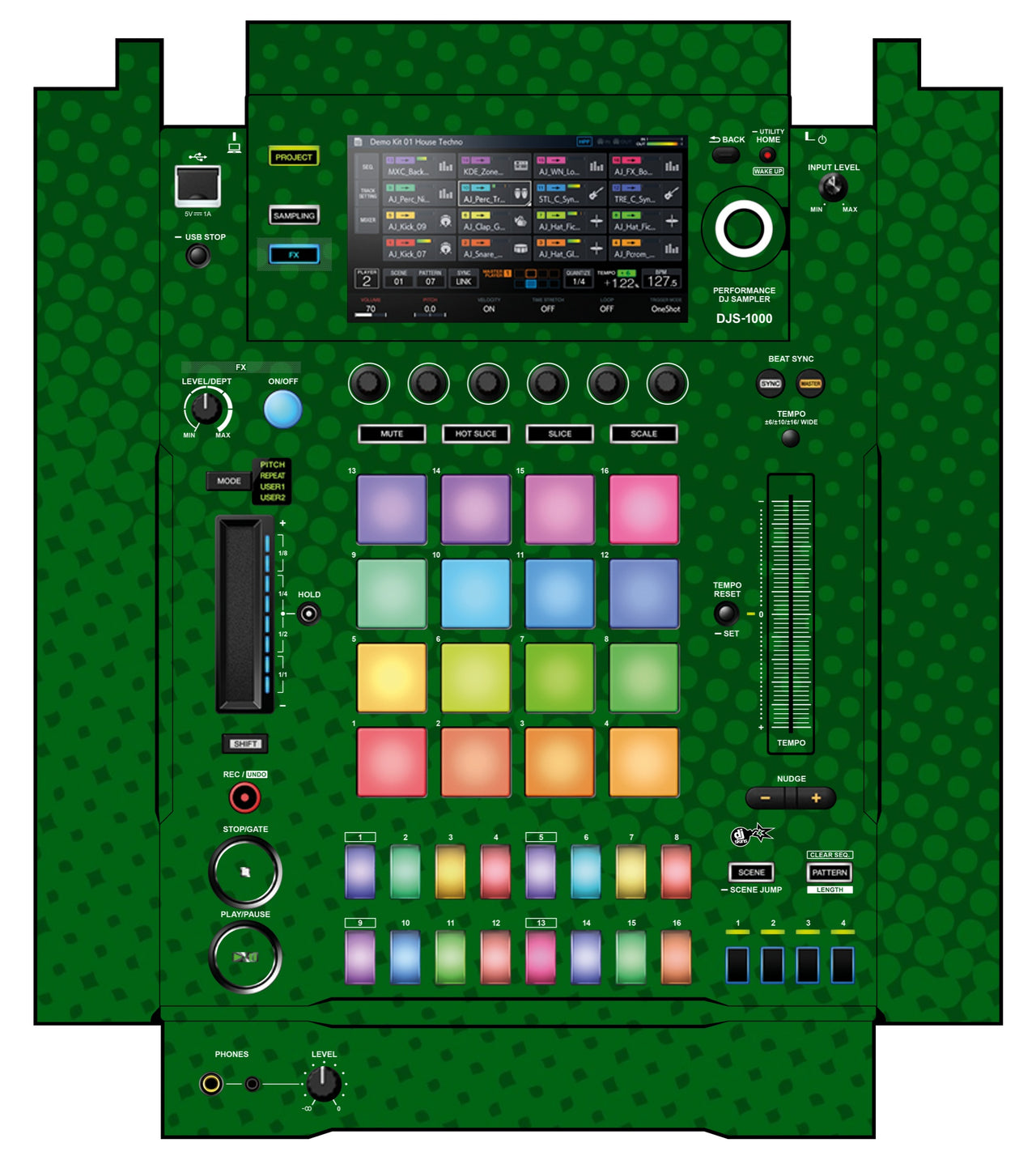 Pioneer DJ DJS 1000 Skin Gradienter Green