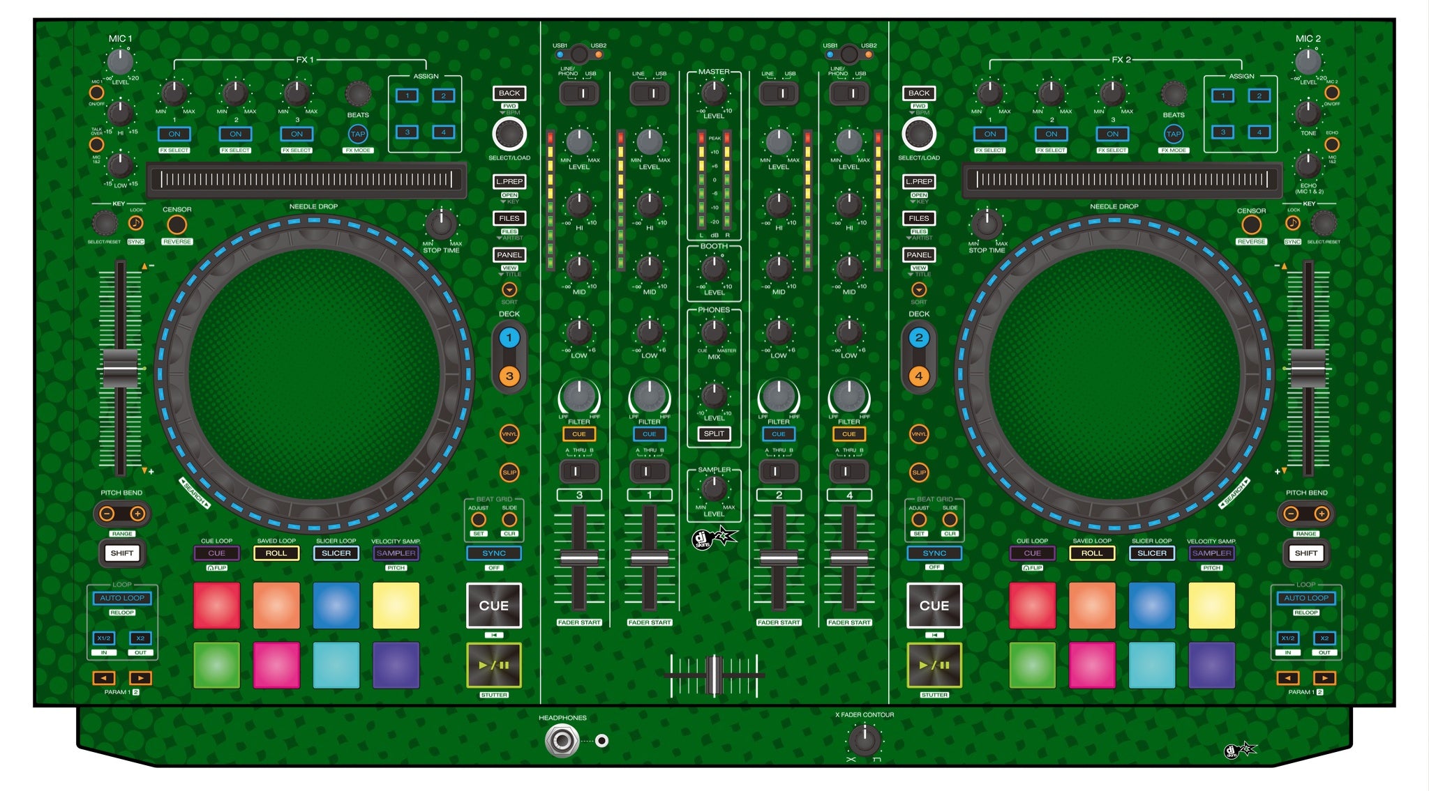 Denon DJ MC 7000 Skin Gradienter Green