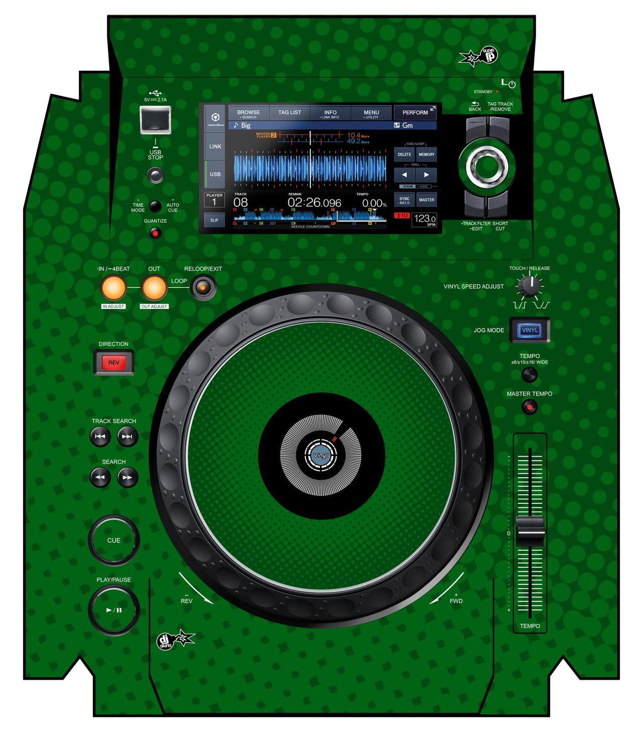 Pioneer DJ XDJ 1000 MK2 Skin Gradienter Green