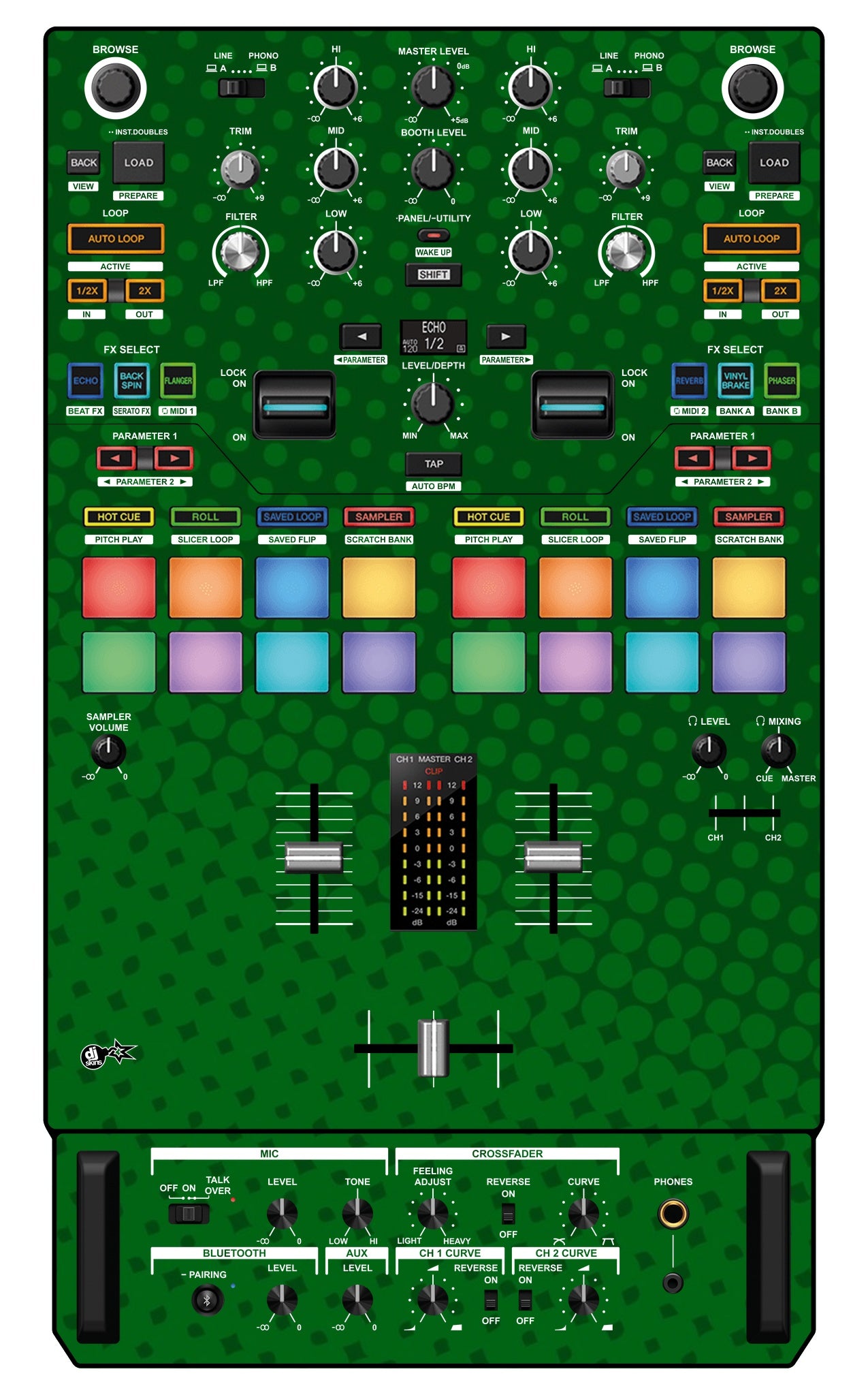 Pioneer DJ DJM S7 Skin Gradienter Green