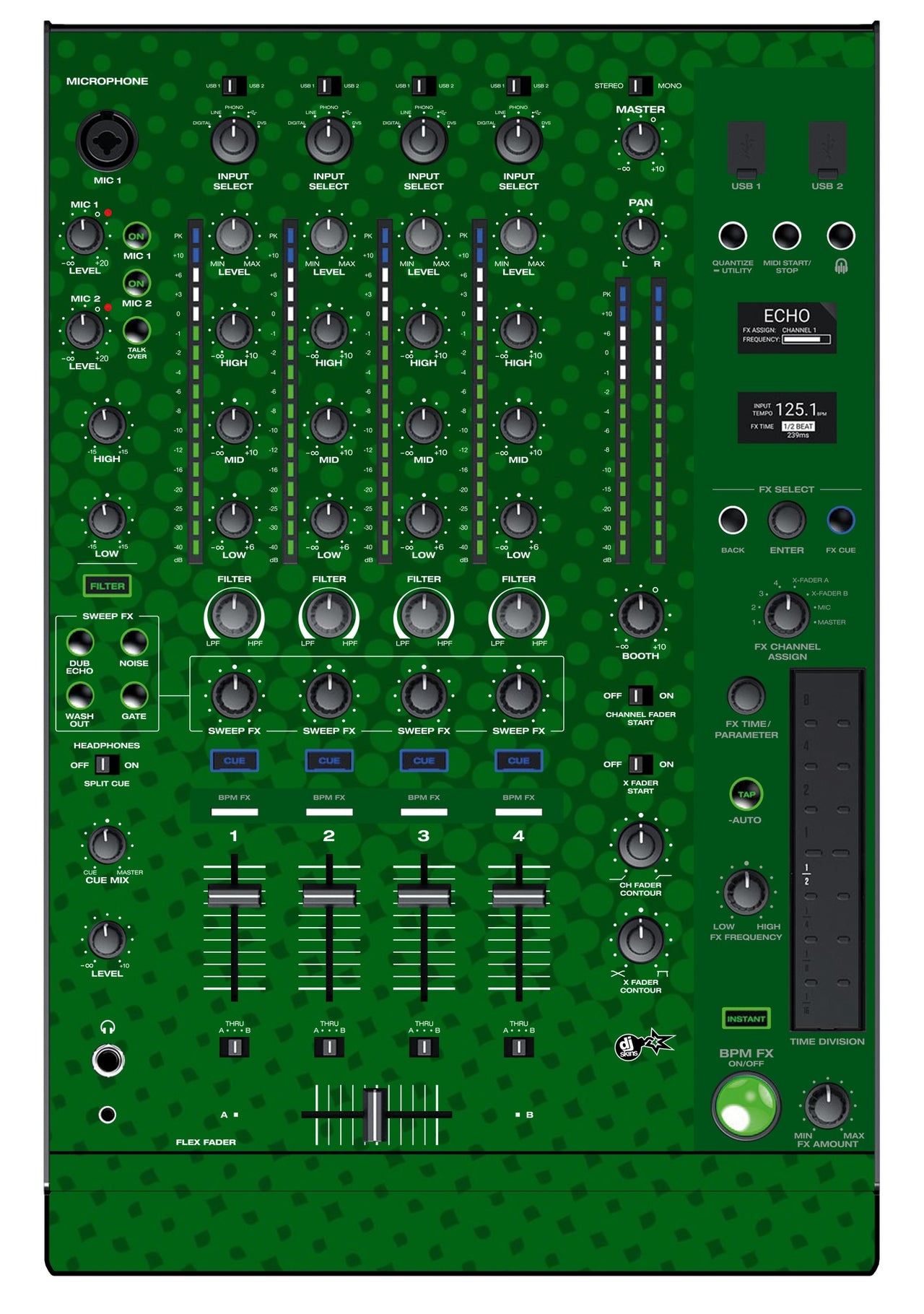 Denon DJ X 1850 Skin Gradienter Green