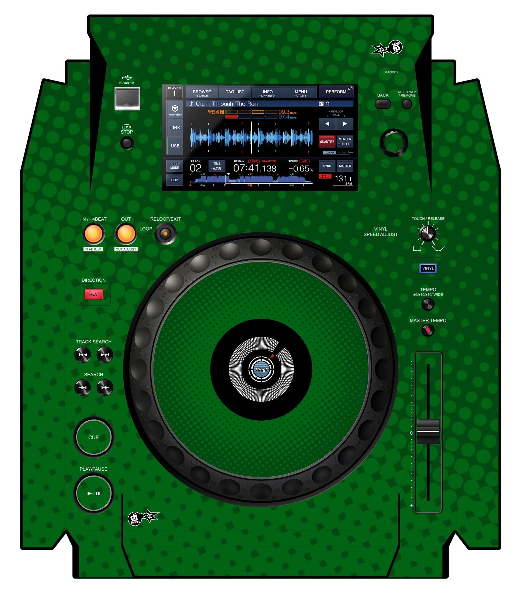 Pioneer DJ XDJ 1000 Skin Gradienter Green