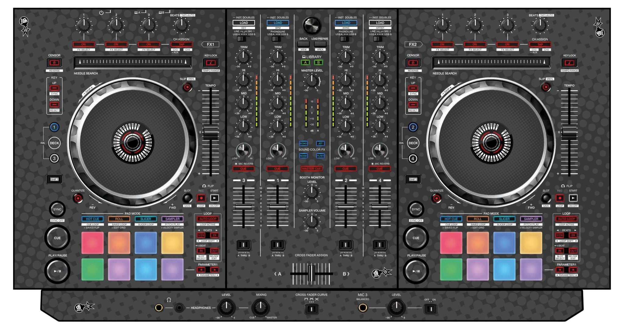 Pioneer DJ DDJ SX 3 Skin Gradienter Grey