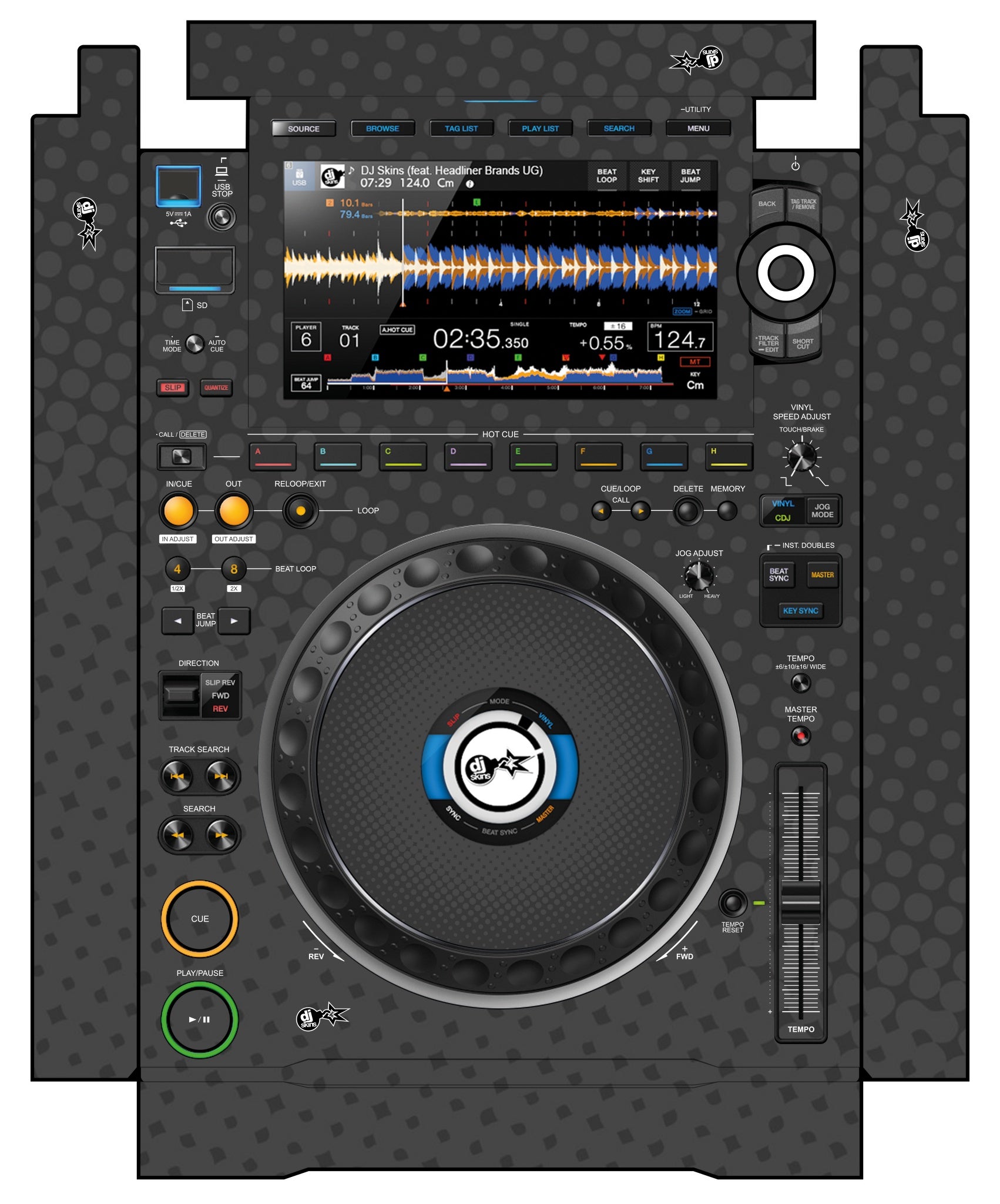 Pioneer DJ CDJ 3000 incl. SIDES Skin Gradienter Grey