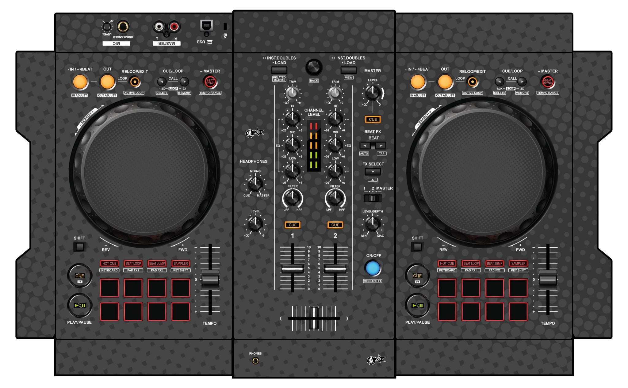 Pioneer DJ DDJ 400 Skin Gradienter Grey
