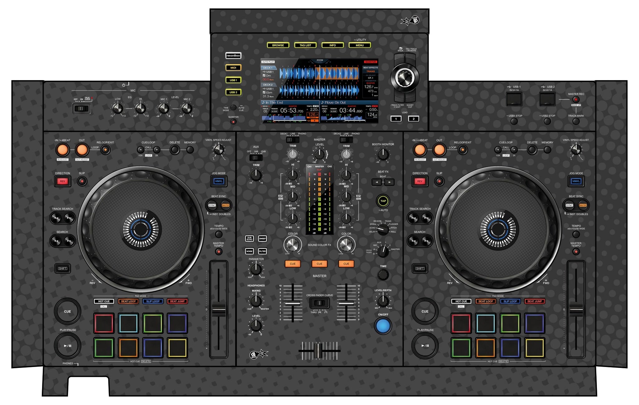 Pioneer DJ XDJ RX 2 Skin Gradienter Grey