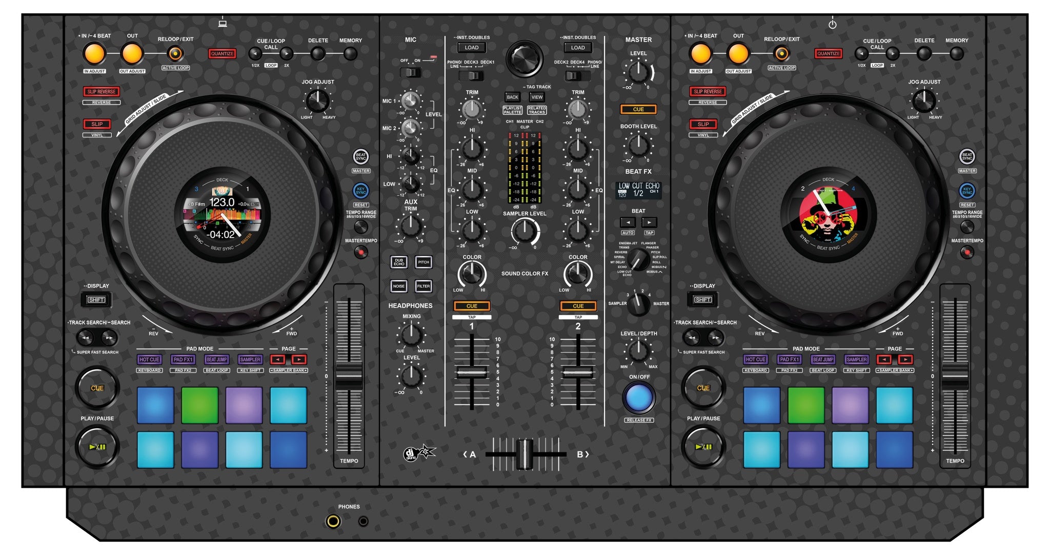 Pioneer DJ DDJ 800 Skin Gradienter Grey