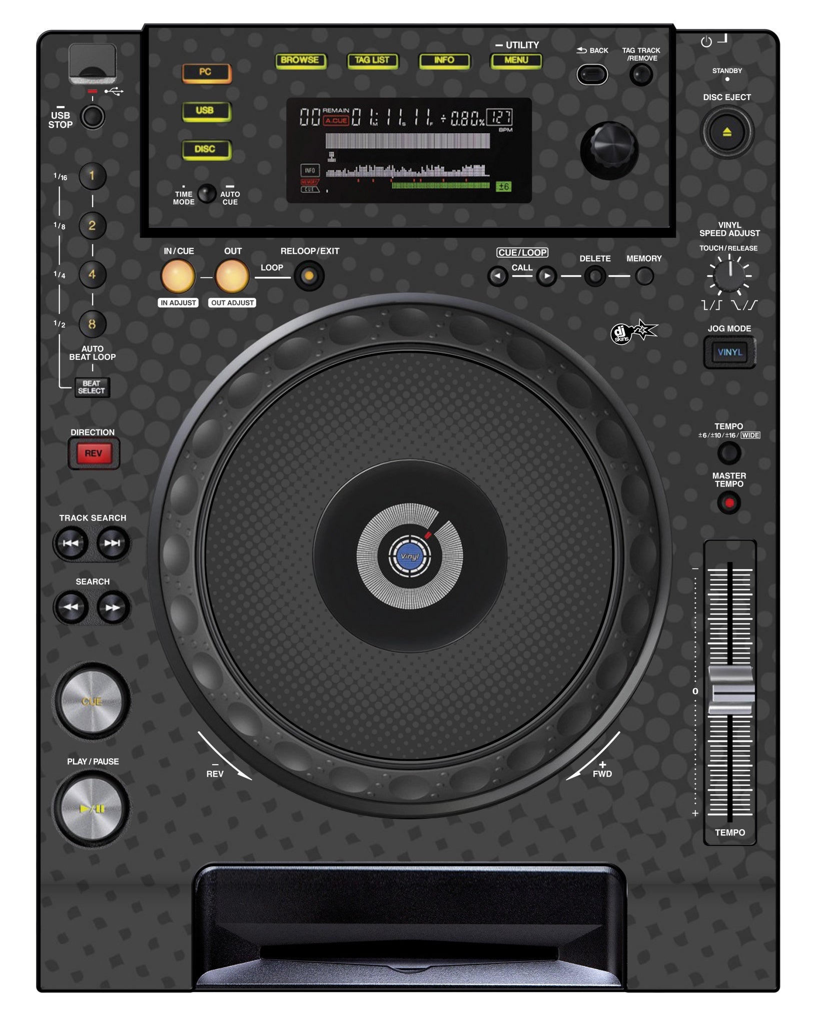 Pioneer DJ CDJ 850 Skin Gradienter Grey