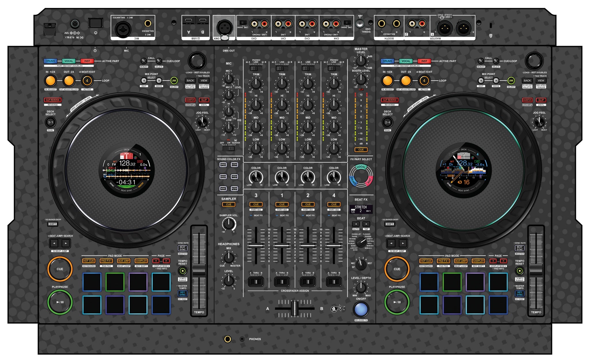 Pioneer DJ DDJ FLX10 Skin Gradienter Grey